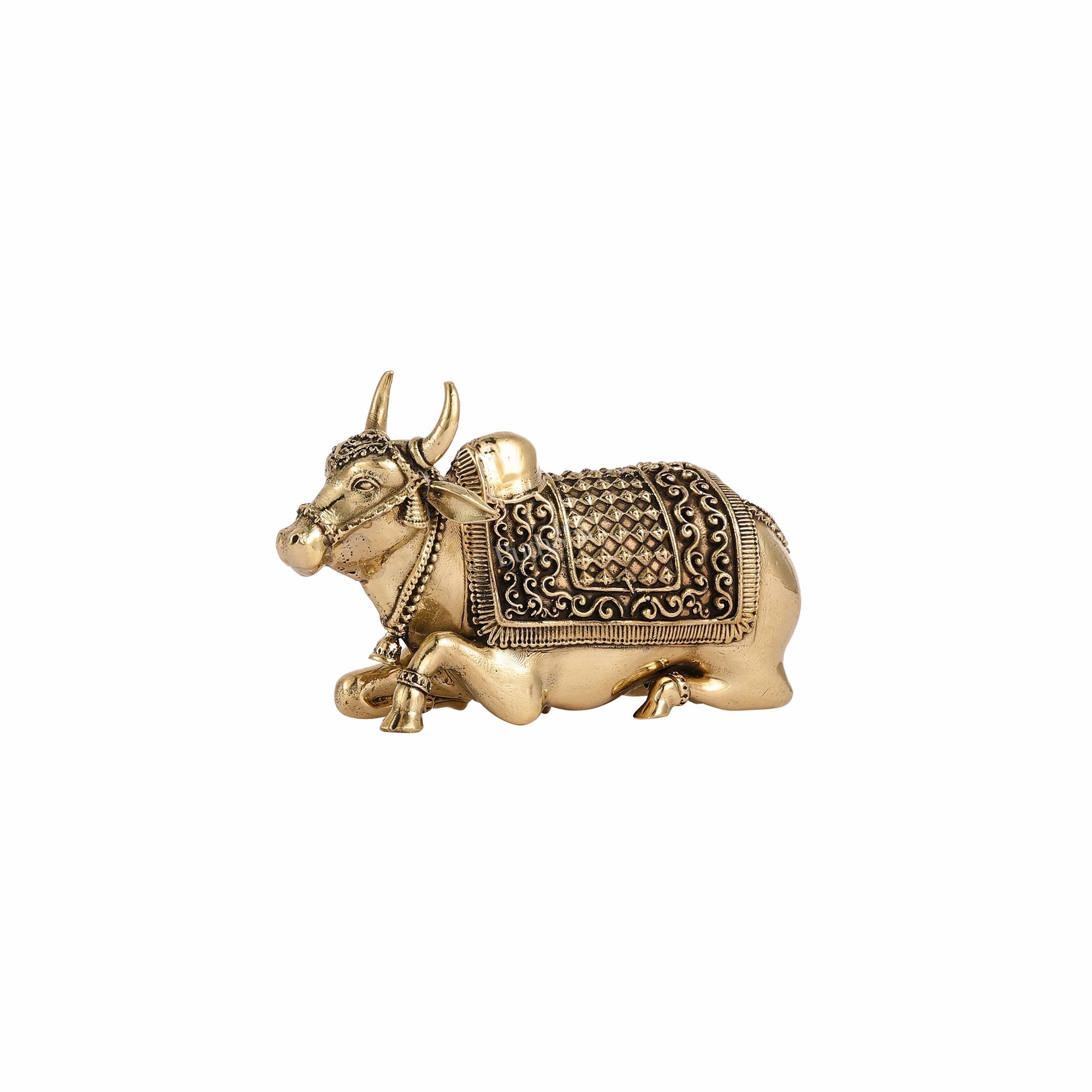 Brass Superfine Miniature Nandi Idol - 4"