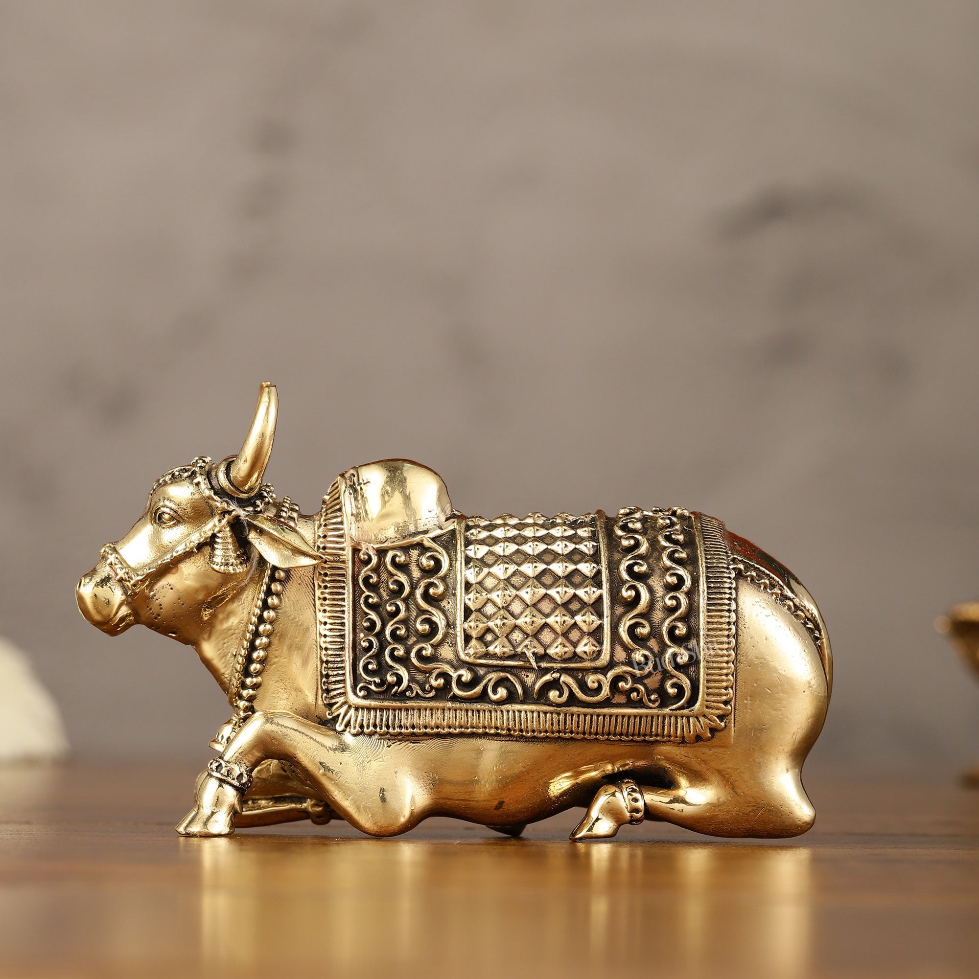 Brass Superfine Miniature Nandi Idol - 4"