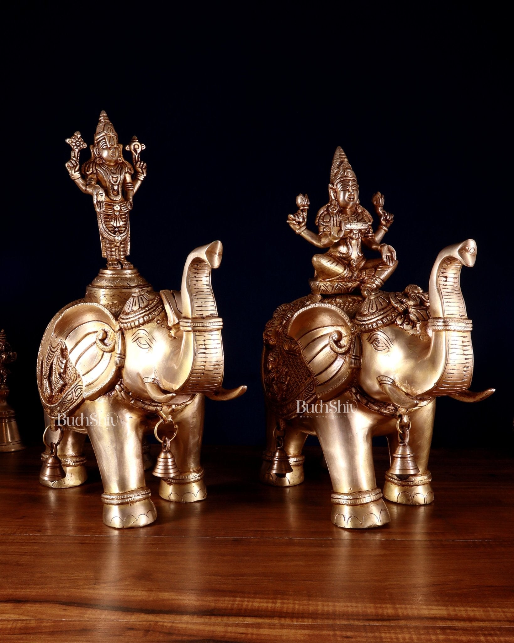 Brass Superfine Pair of Elephants with Ashtalakshmi & Balaji – 15”