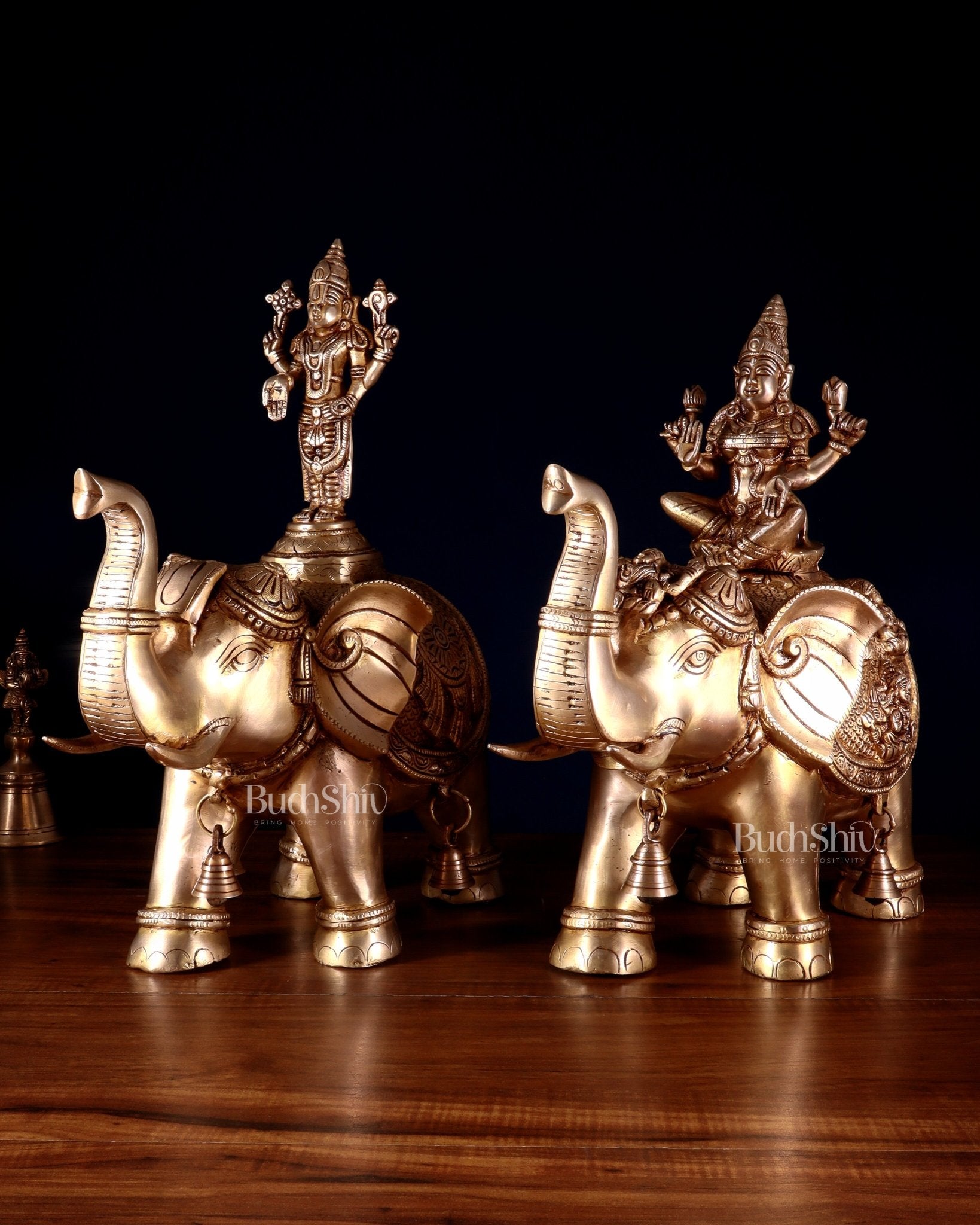 Brass Superfine Pair of Elephants with Ashtalakshmi & Balaji – 15”