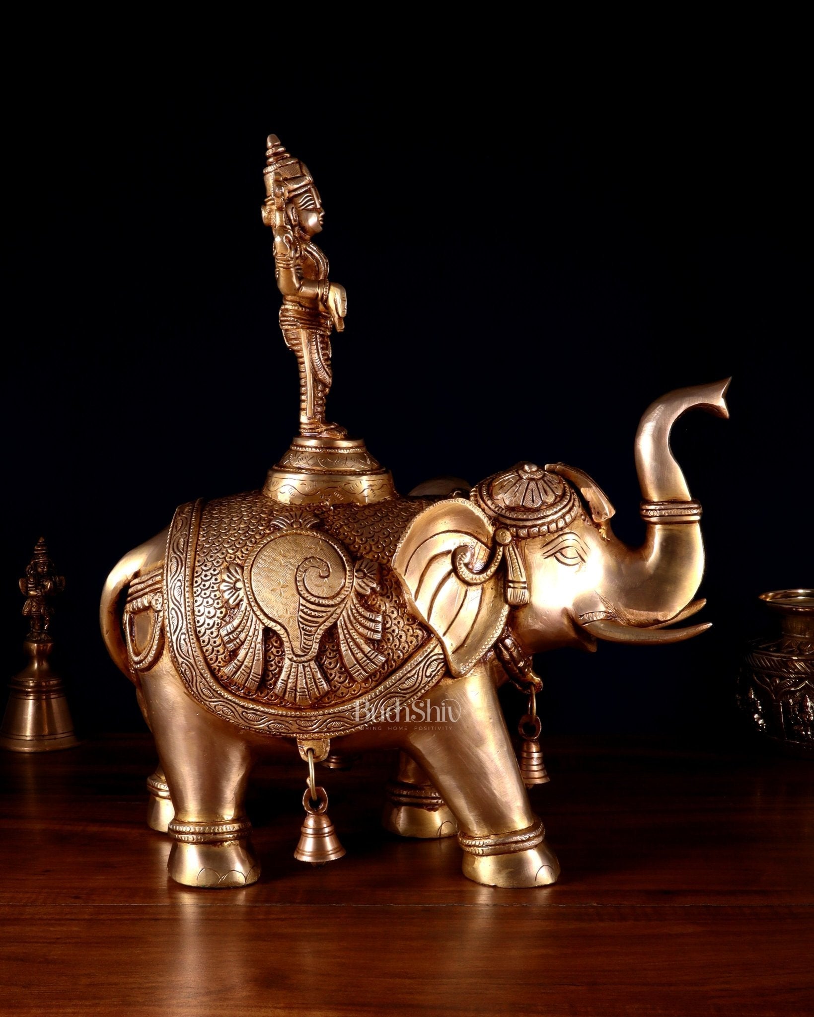 Brass Superfine Pair of Elephants with Ashtalakshmi & Balaji – 15”