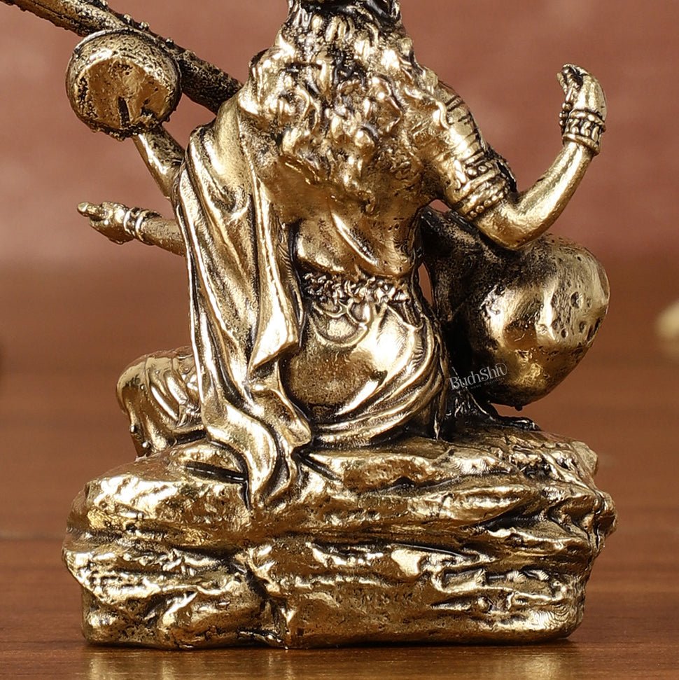 Brass Superfine Saraswati Miniature Idol - 3" Tall