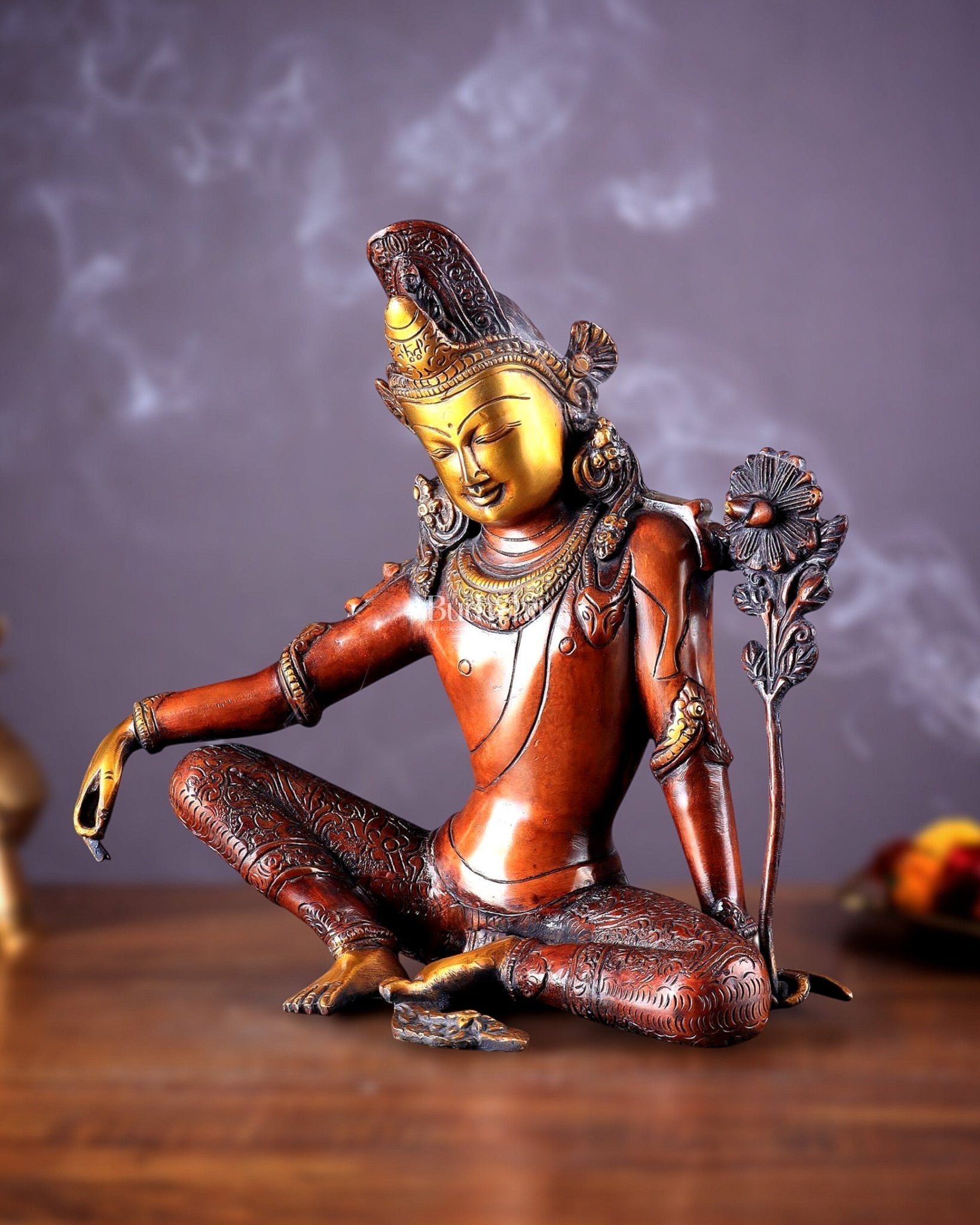 Brass Tibetan Chenrezig Statue 10.8"