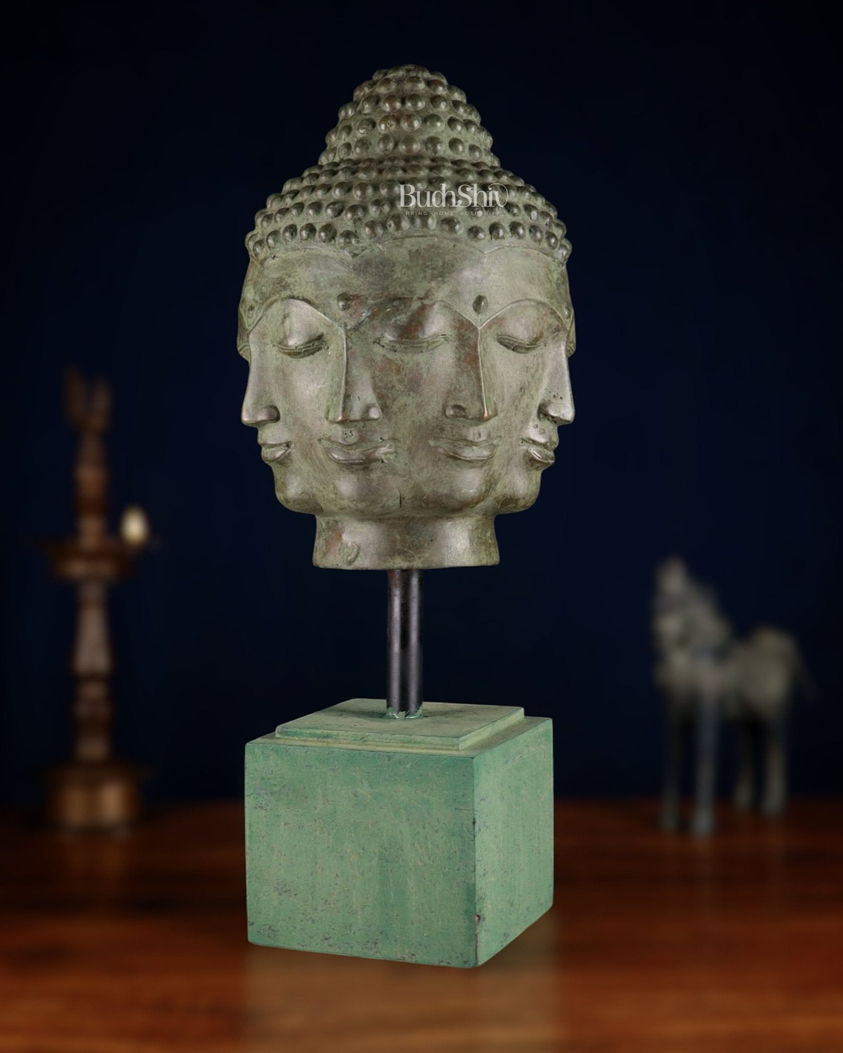 Bronze Buddha with Eight Faces – 23” (58 cm) Lost Wax Sculpture