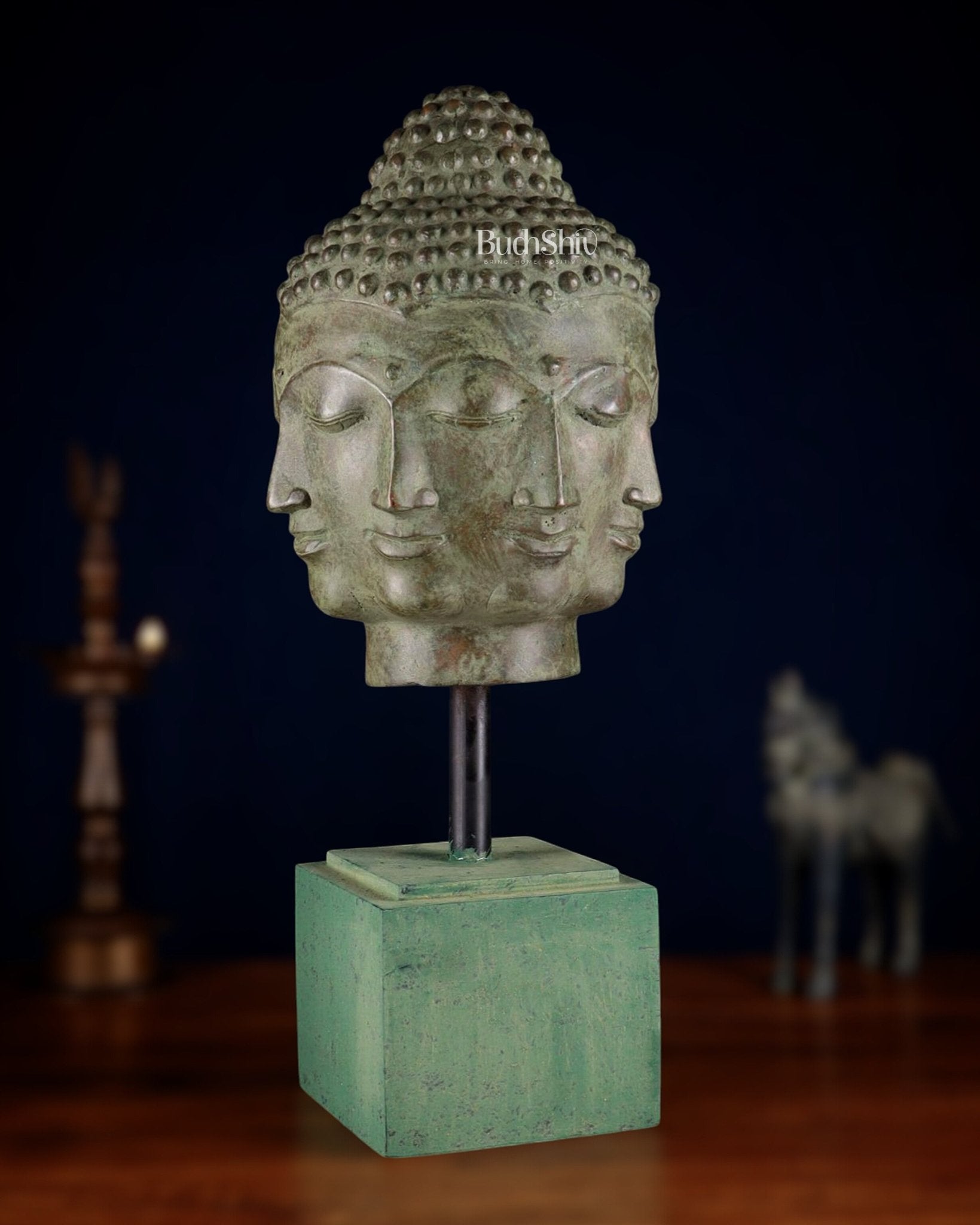 Bronze Buddha with Eight Faces – 23” (58 cm) Lost Wax Sculpture