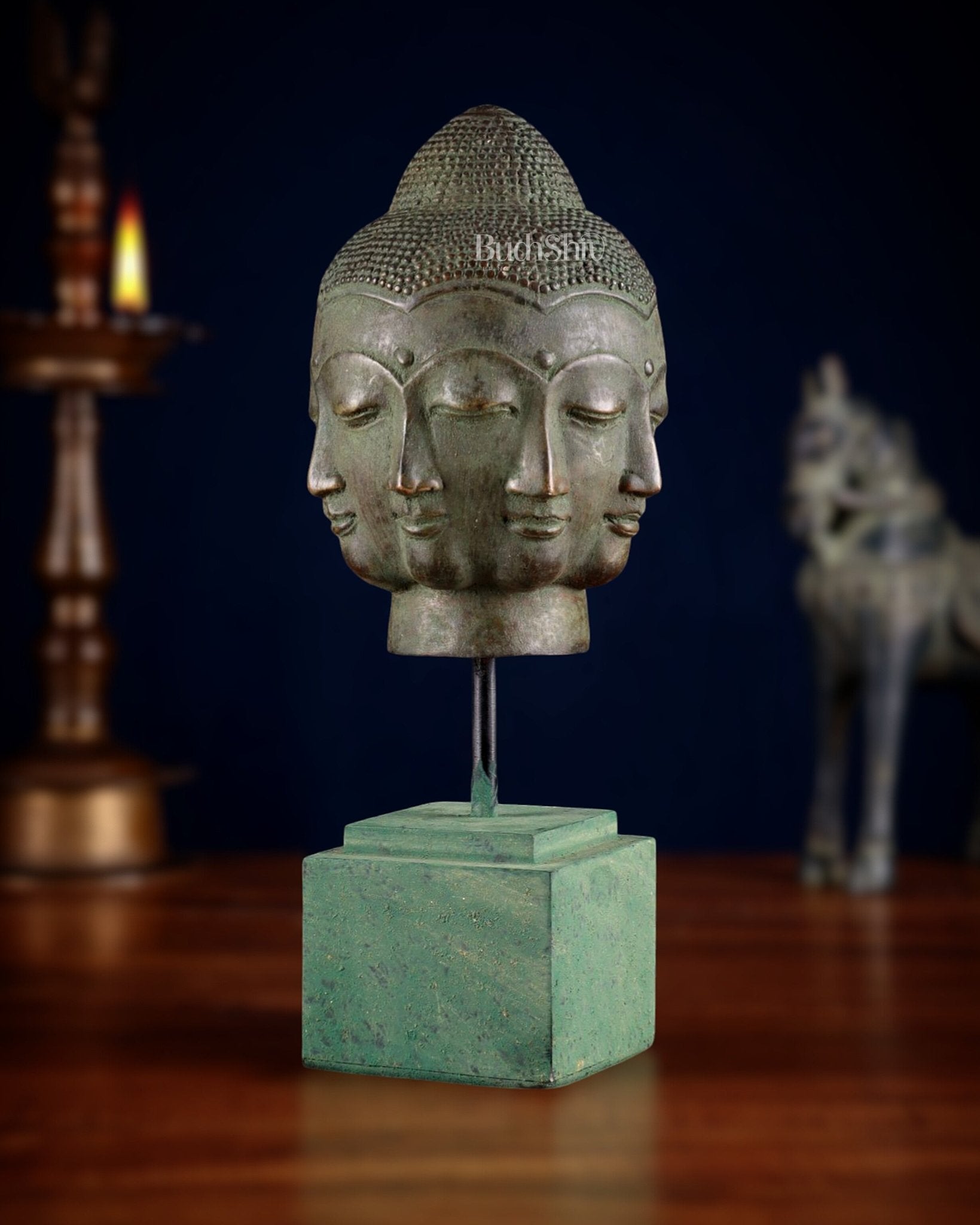 Bronze Buddha with Eight Faces – 7.63” (19.4 cm) Lost Wax Sculpture |