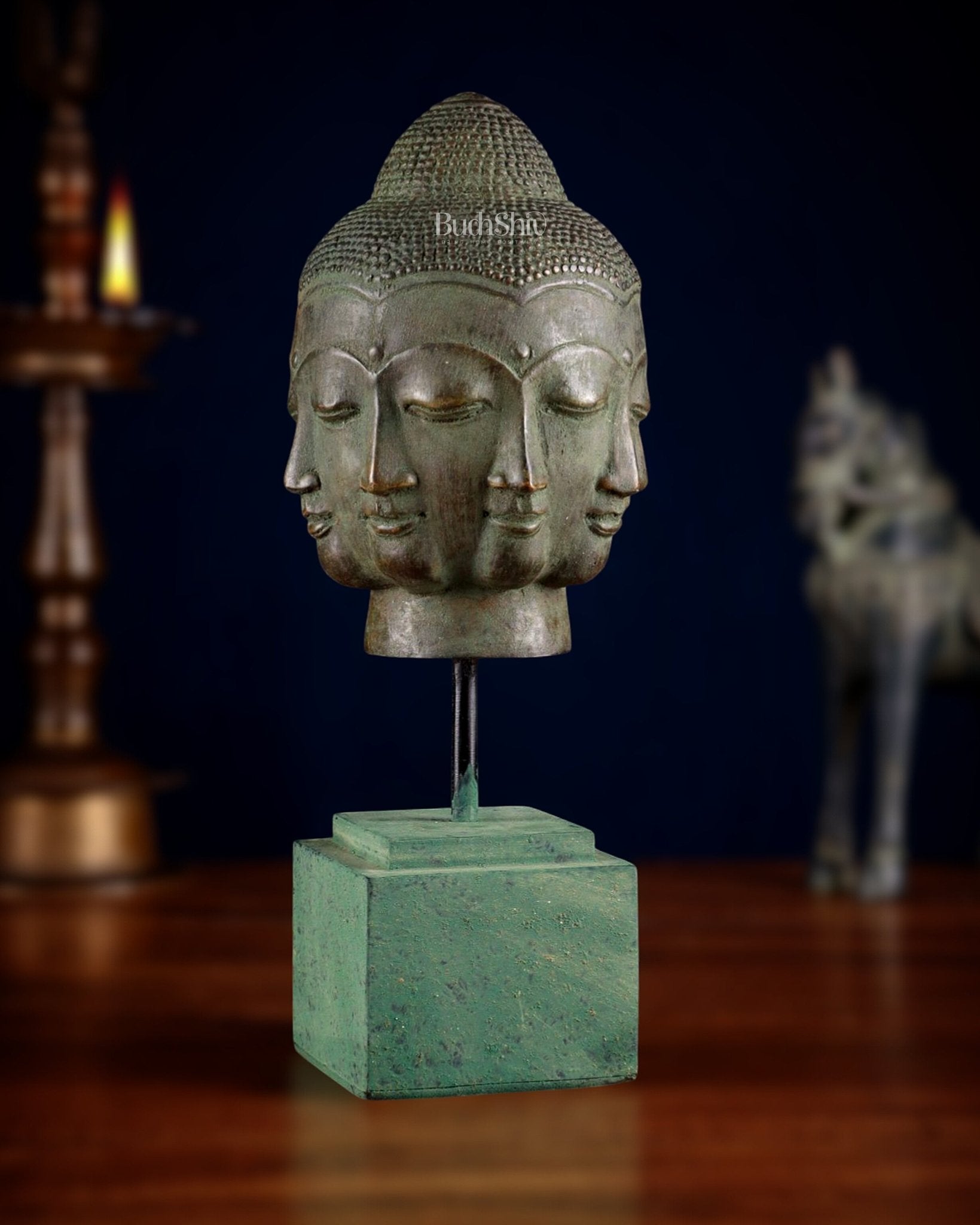 Bronze Buddha with Eight Faces – 7.63” (19.4 cm) Lost Wax Sculpture |