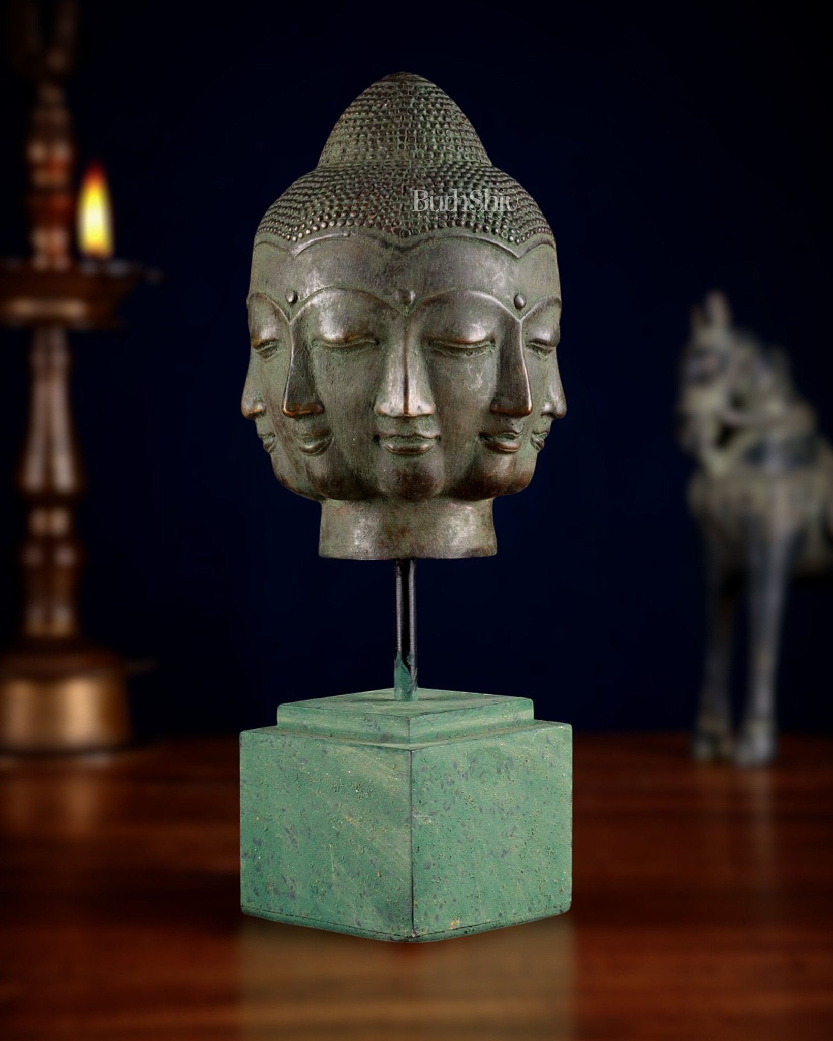 Bronze Buddha with Eight Faces – 7.63” (19.4 cm) Lost Wax Sculpture |