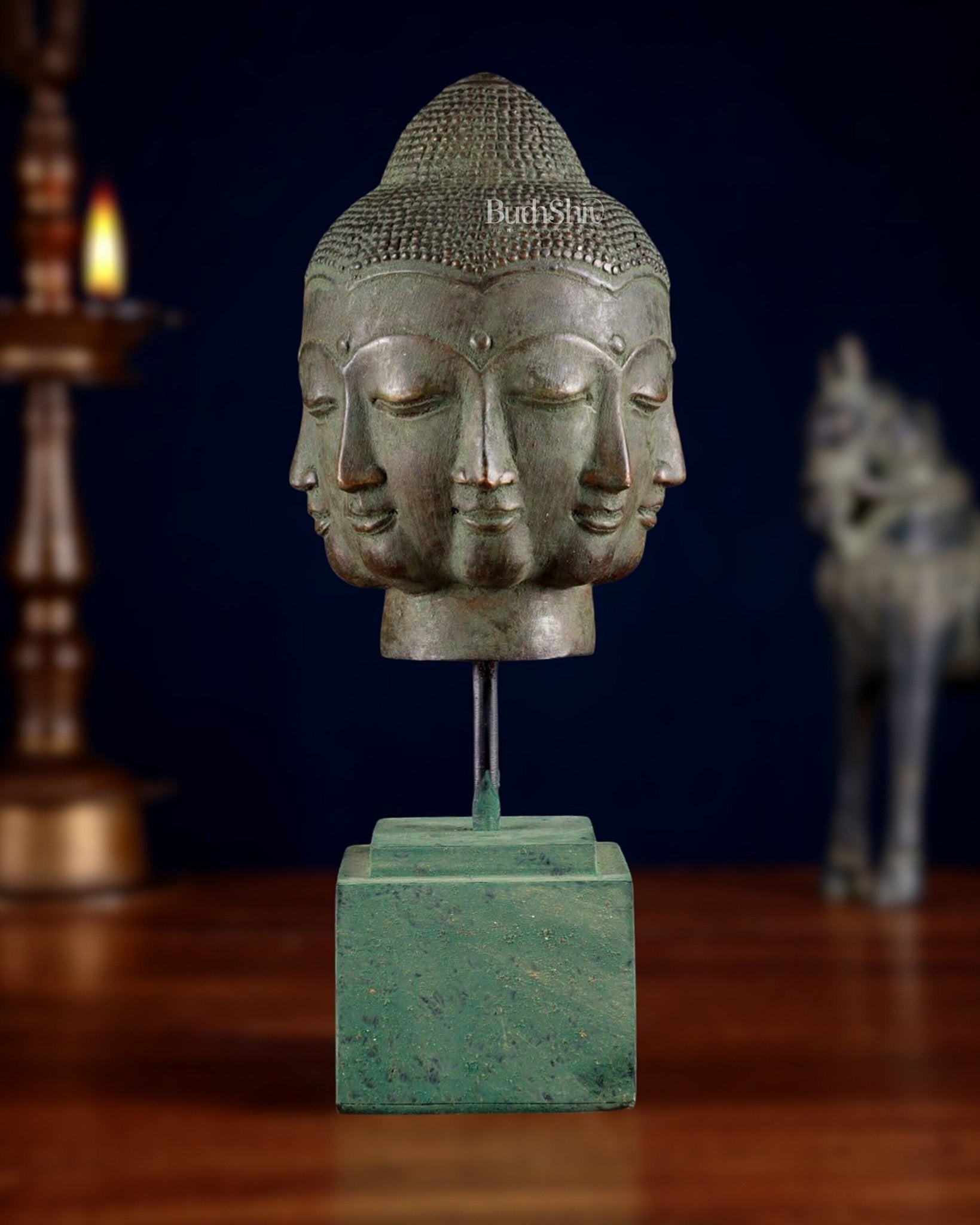 Bronze Buddha with Eight Faces – 7.63” (19.4 cm) Lost Wax Sculpture |