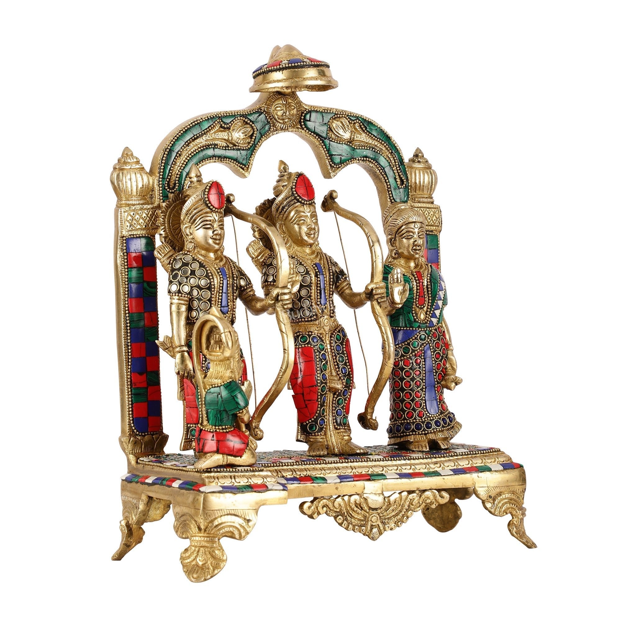 Divine Brass Ram Darbar with Natural Stone Dressing - 13 Inches