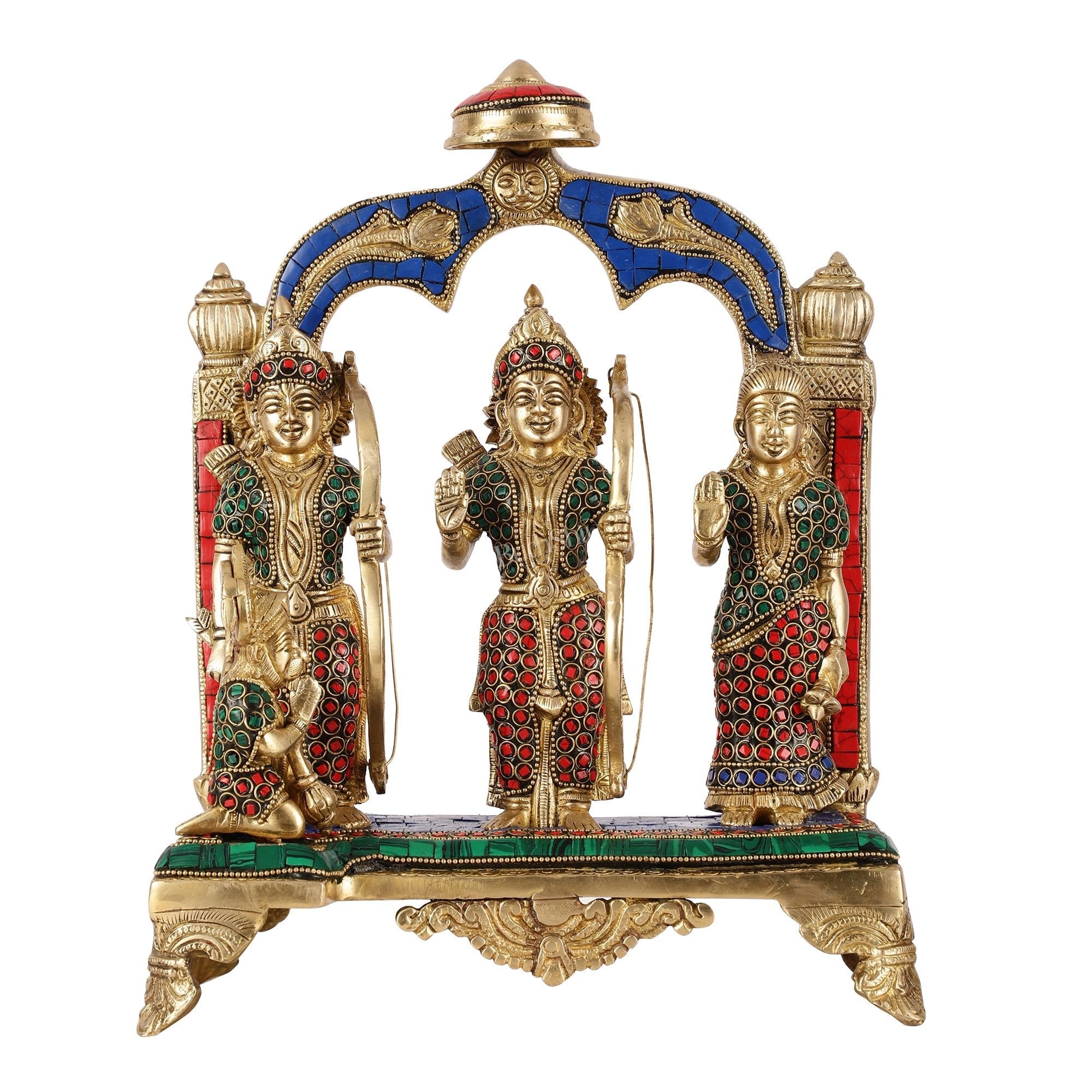 Divine Brass Ram Darbar with Natural Stone Dressing - 13 Inches