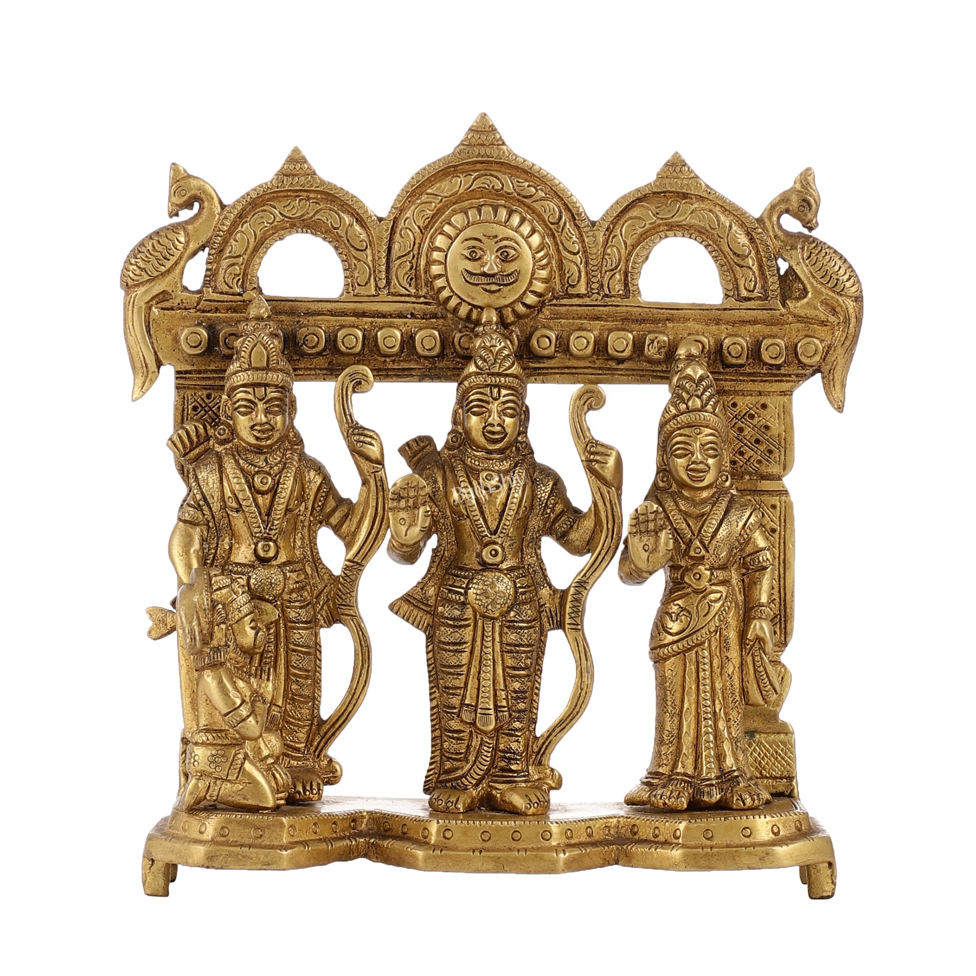 Exquisite Pure Brass Ram Darbar - Perfect Size for Home Temples 7.5 inch