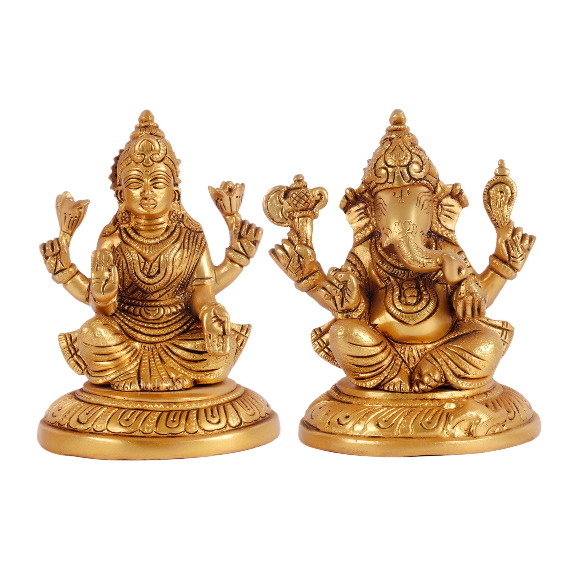 Ganesha lakshmi brass murti 4.5 inch
