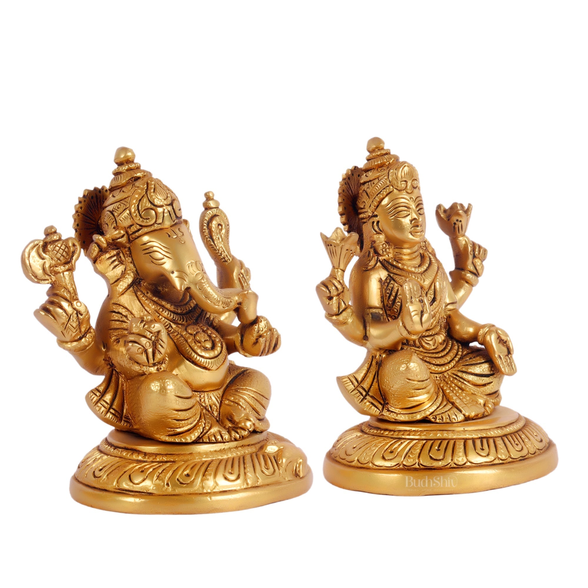 Ganesha lakshmi brass murti 4.5 inch