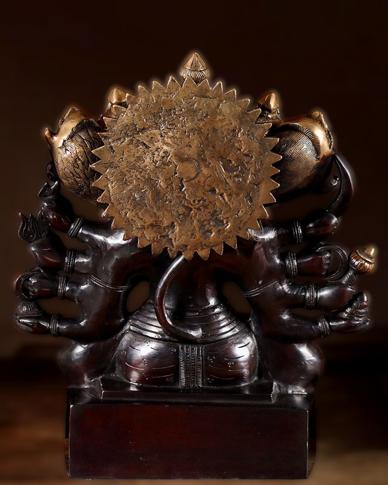 Brass Handcrafted Brass Panchmukhi Hanuman Hanuman Idol - Dual Tone black Gold - 17"