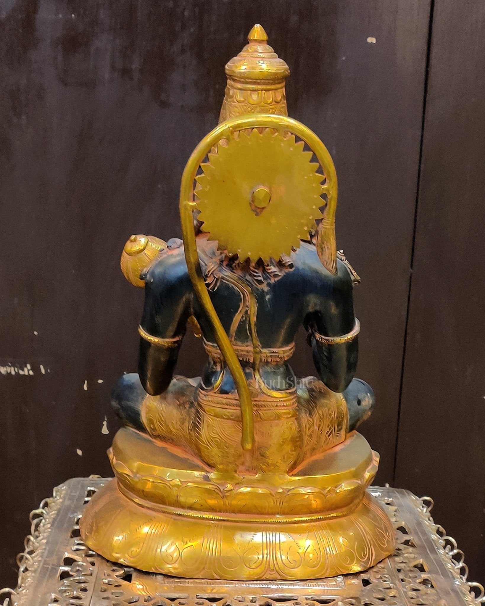 Brass Handmade Superfine Brass Lord Hanuman Statue Black Stone Finish | 16"