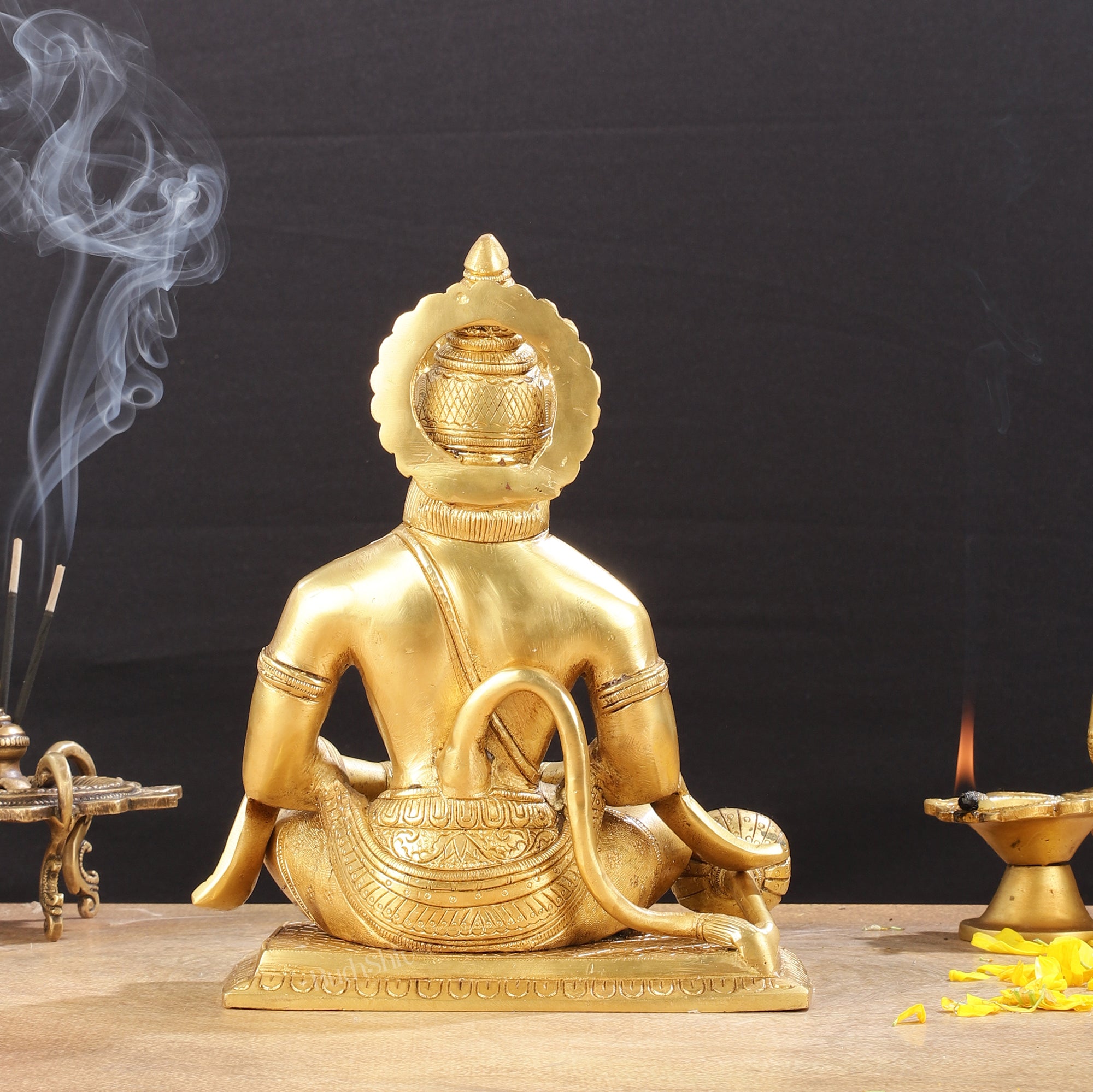 Brass Lord Hanuman meditation Brass Hanuman Idol 9.5"