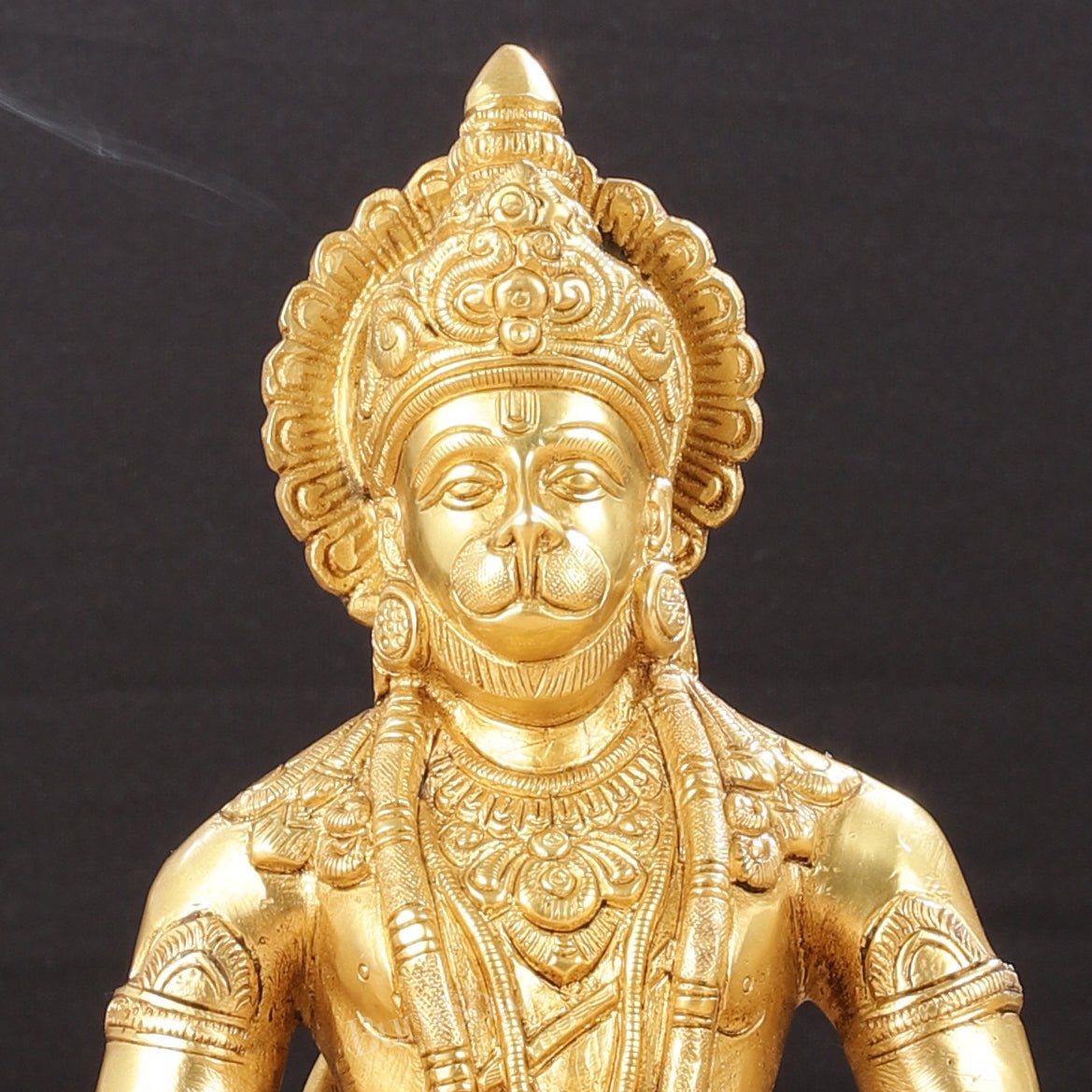 Brass Lord Hanuman meditation Brass Hanuman Idol 9.5"
