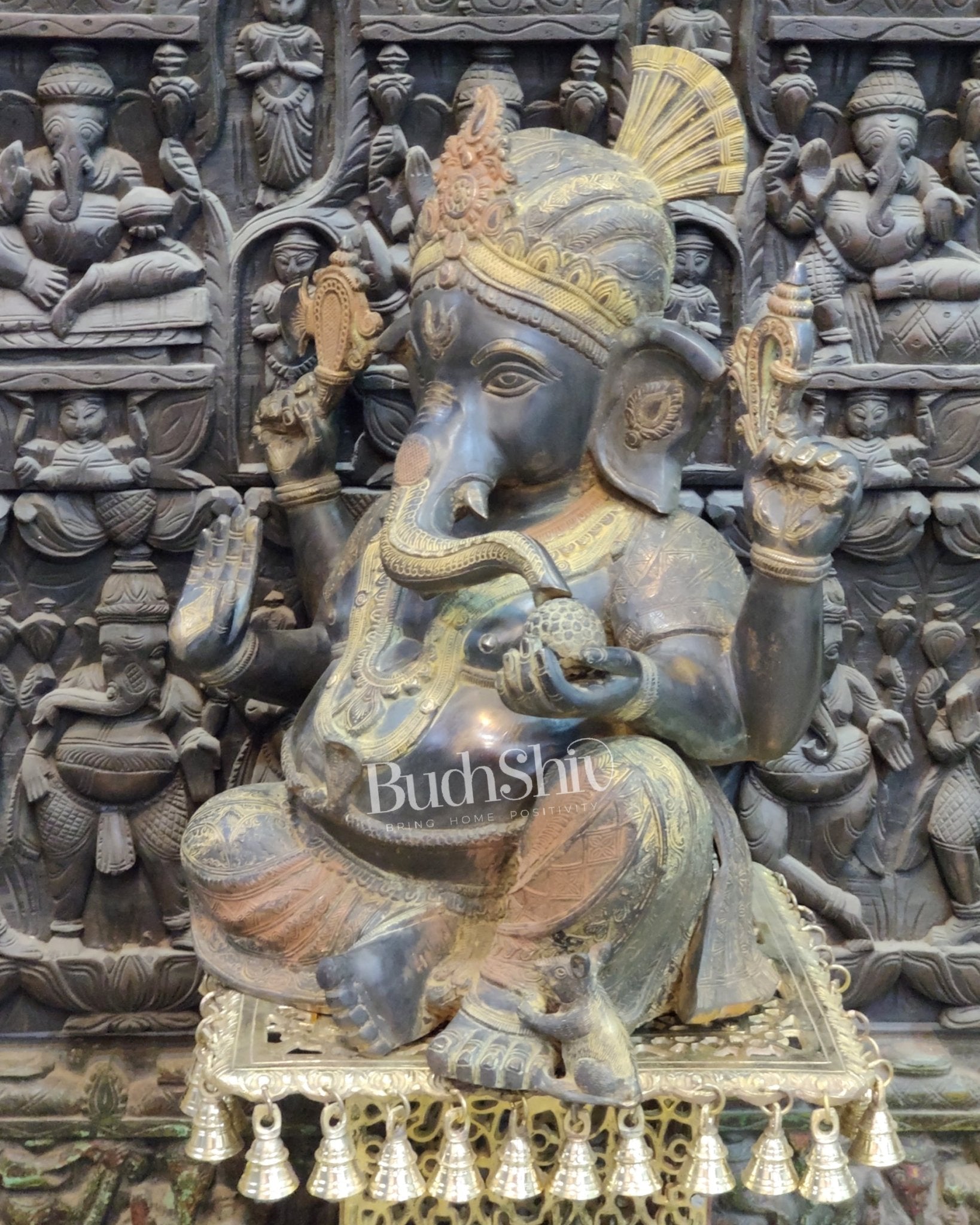 Pagadi Ganesha Brass idol 21 inches Antique Stone Finish