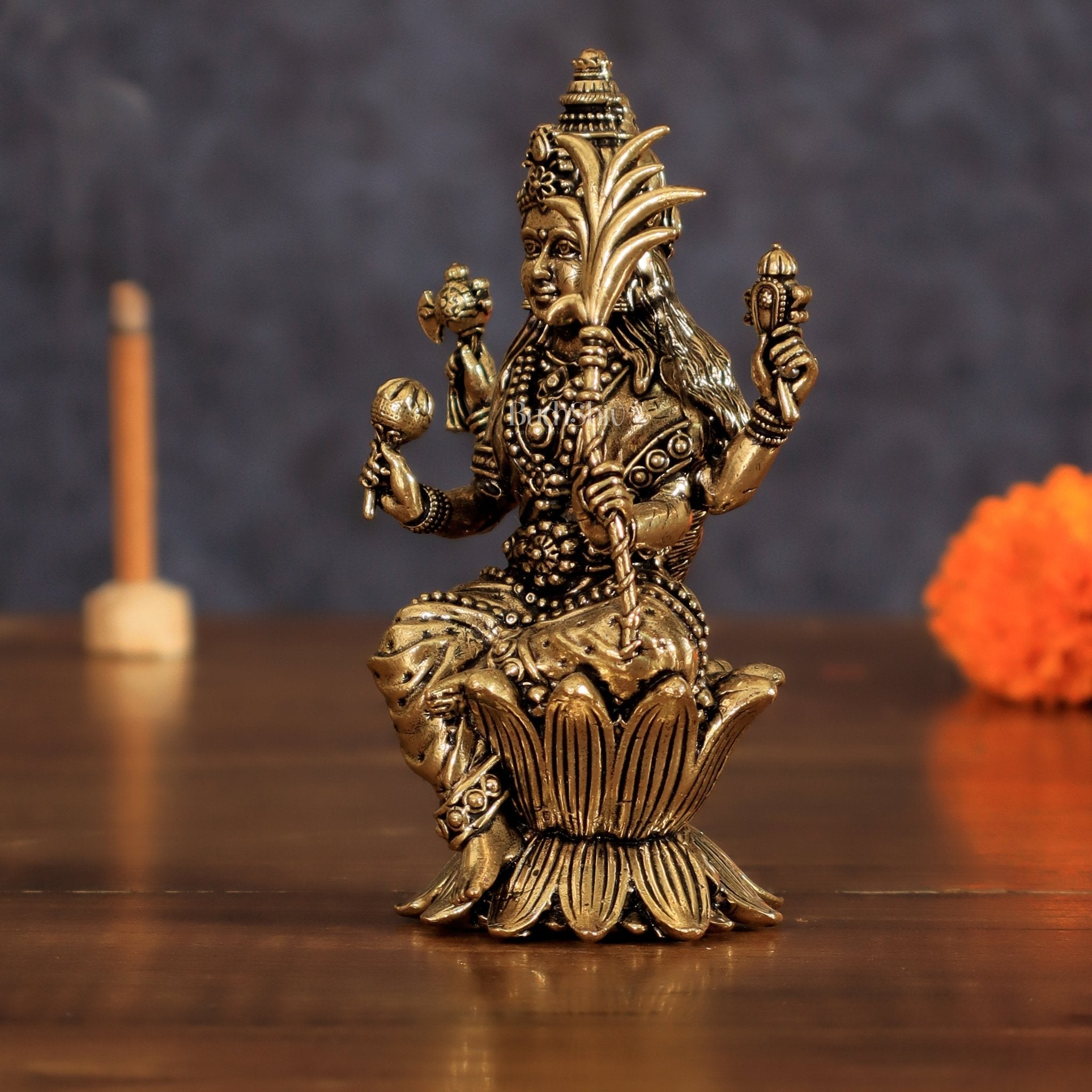 Pure Brass Lalita Devi Rajarajeshwari Idol - 4 Inch Intricate