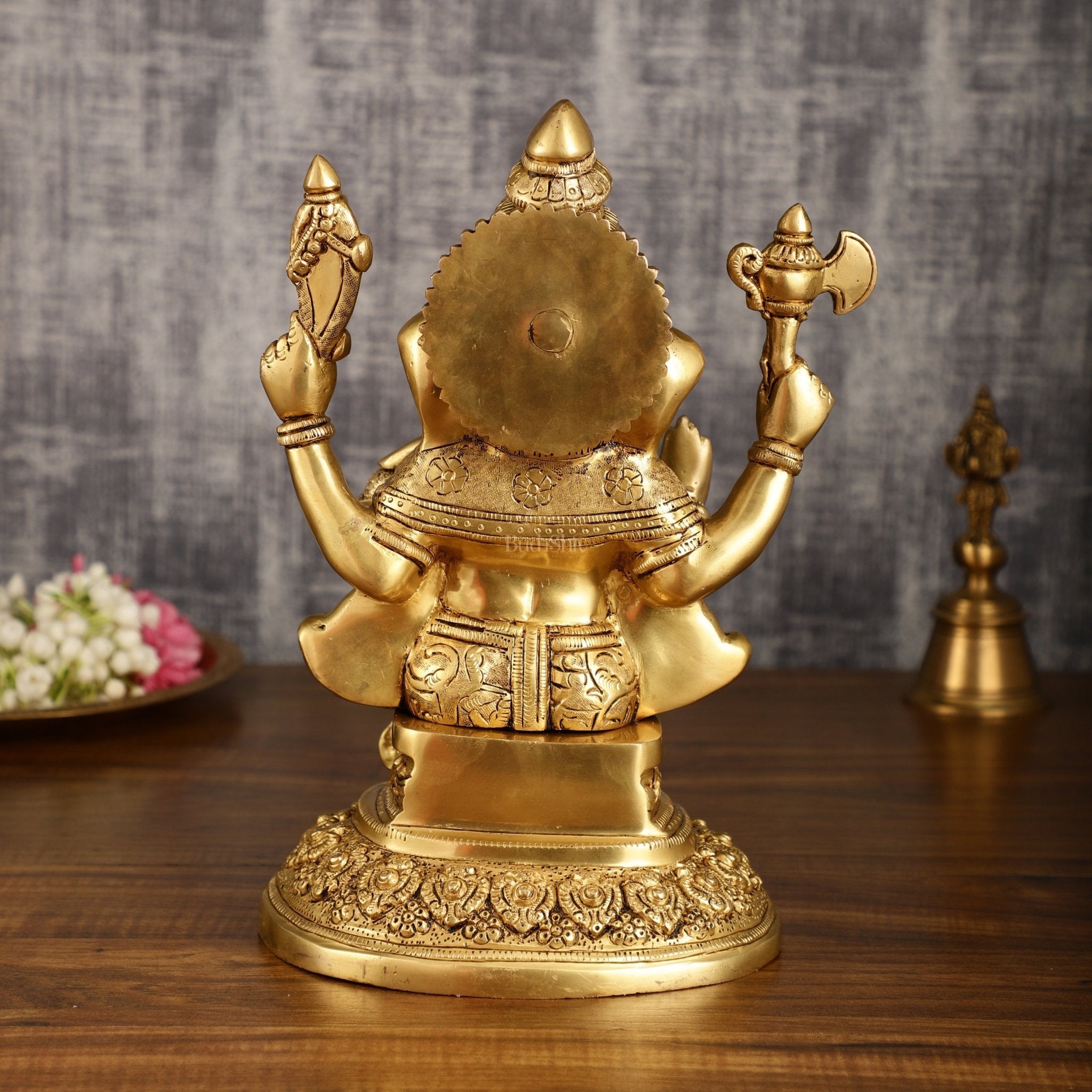 Pure Brass Lord Ganesha Highly Detailed Statue | 12 Inch