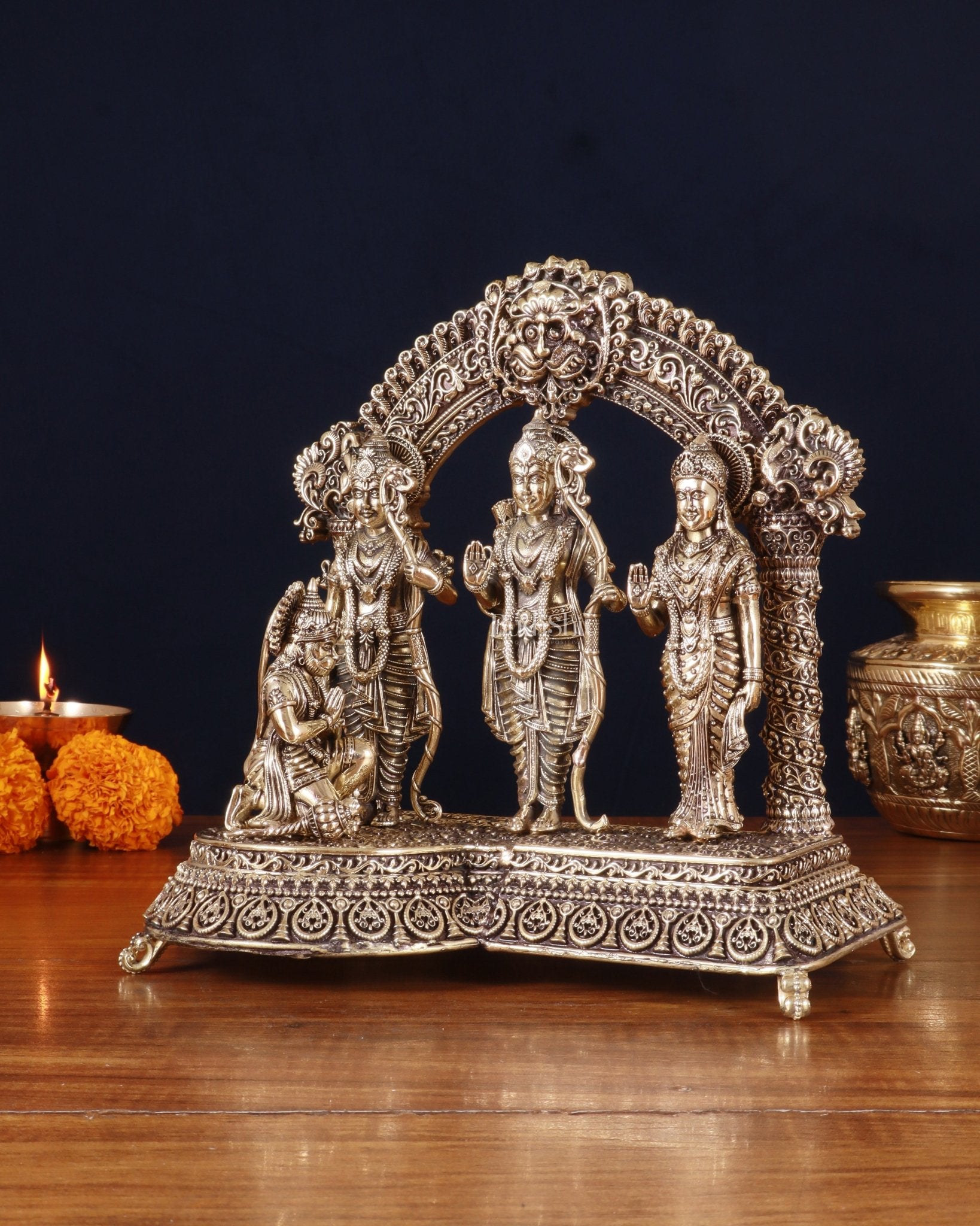 Pure Brass Lord Ram Darbar Intricately Crafted Statue – 9.5 Inch