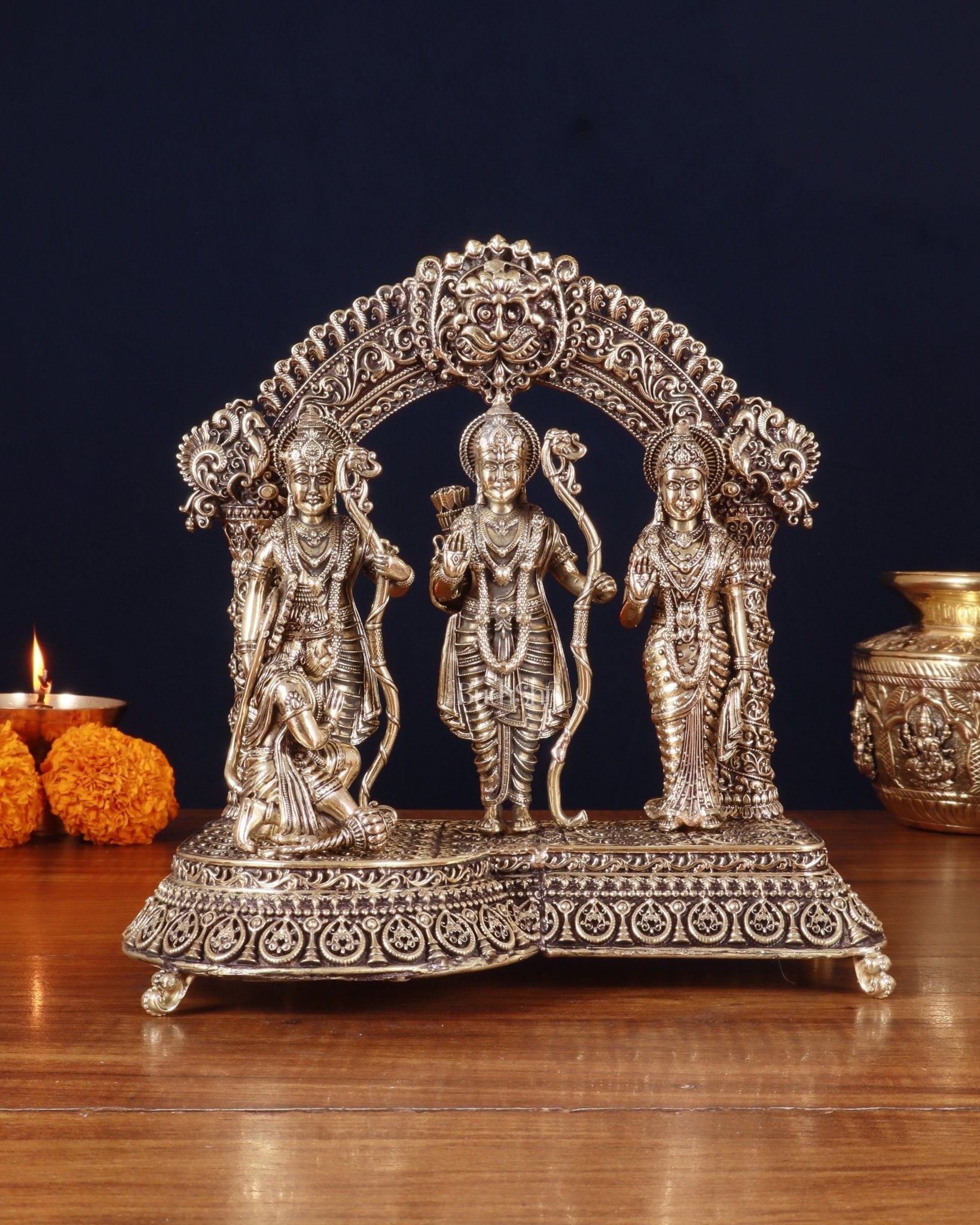 Pure Brass Lord Ram Darbar Intricately Crafted Statue – 9.5 Inch