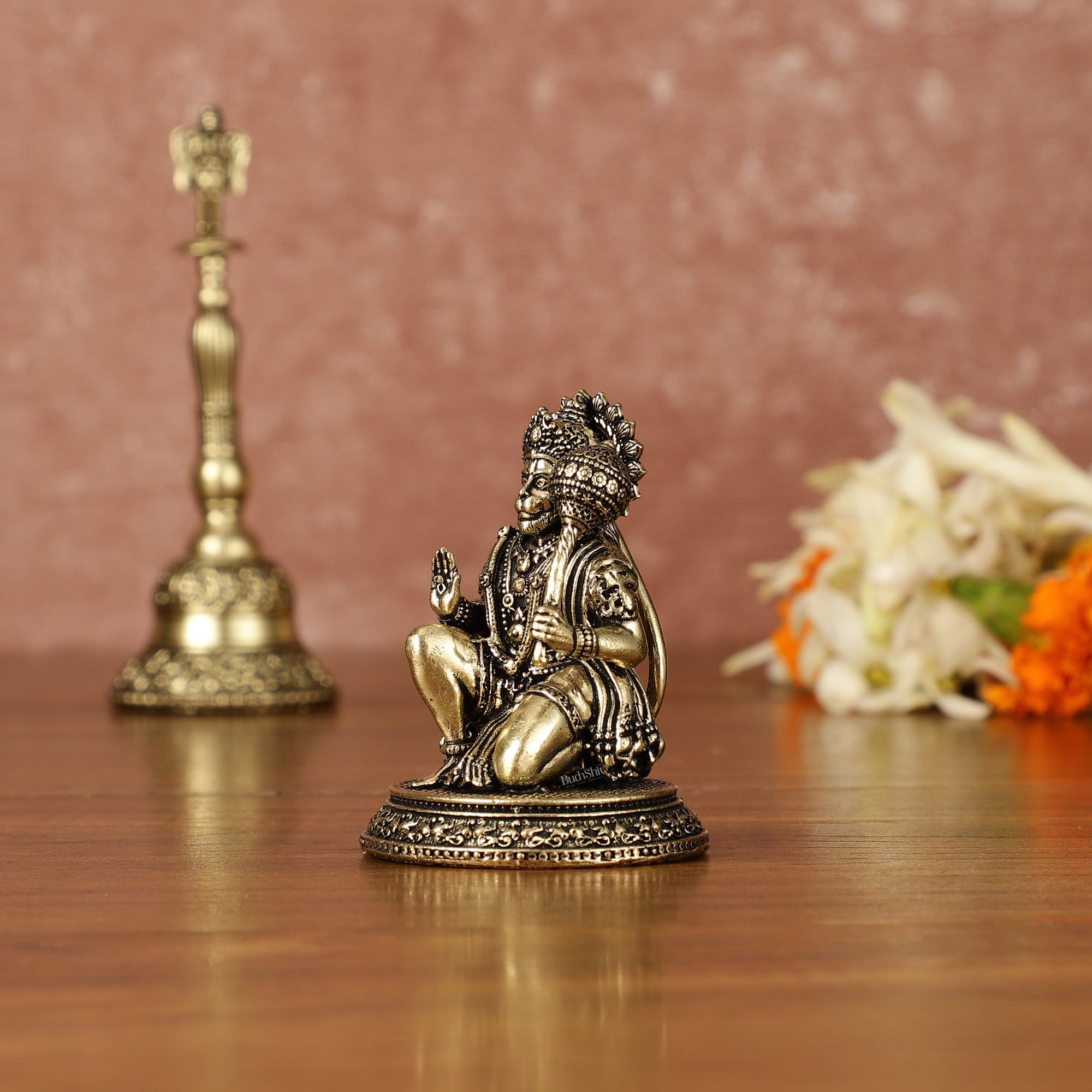Pure Brass Miniature Lord Hanuman Idol - 2.5 Inch