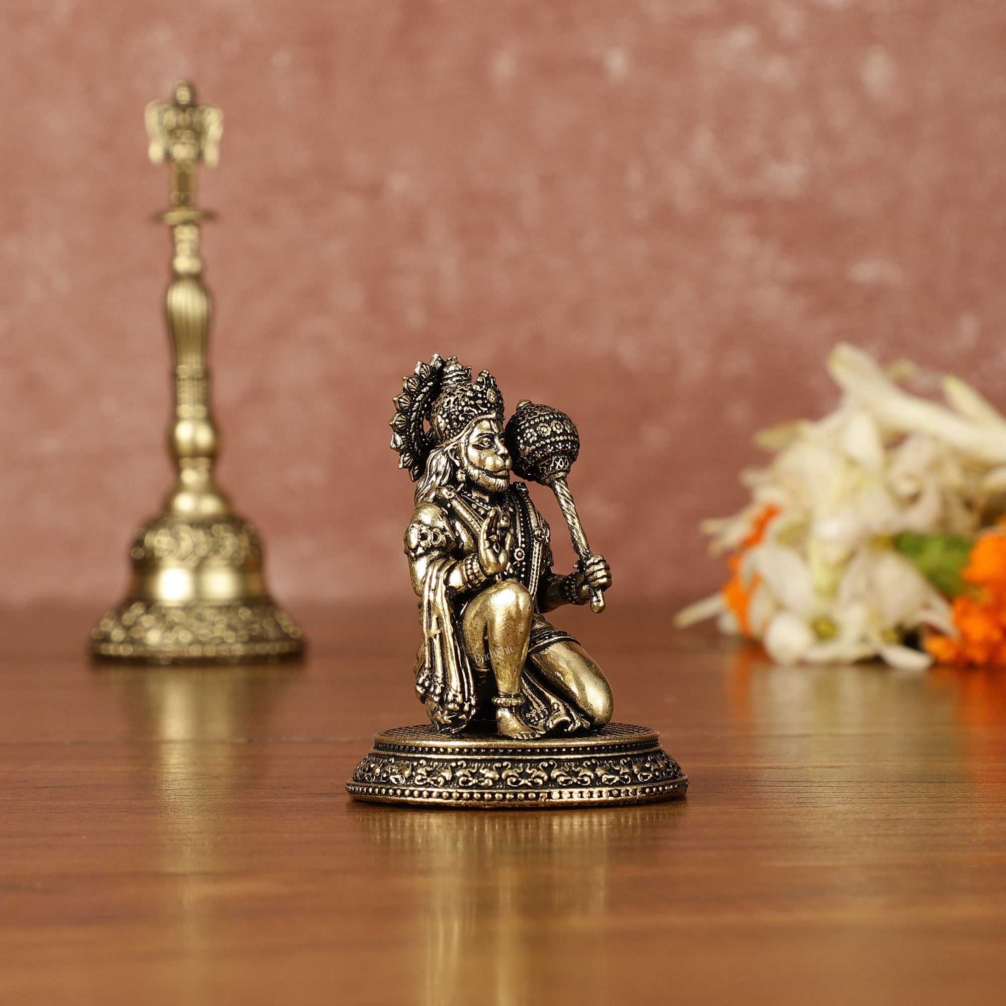 Pure Brass Miniature Lord Hanuman Idol - 2.5 Inch