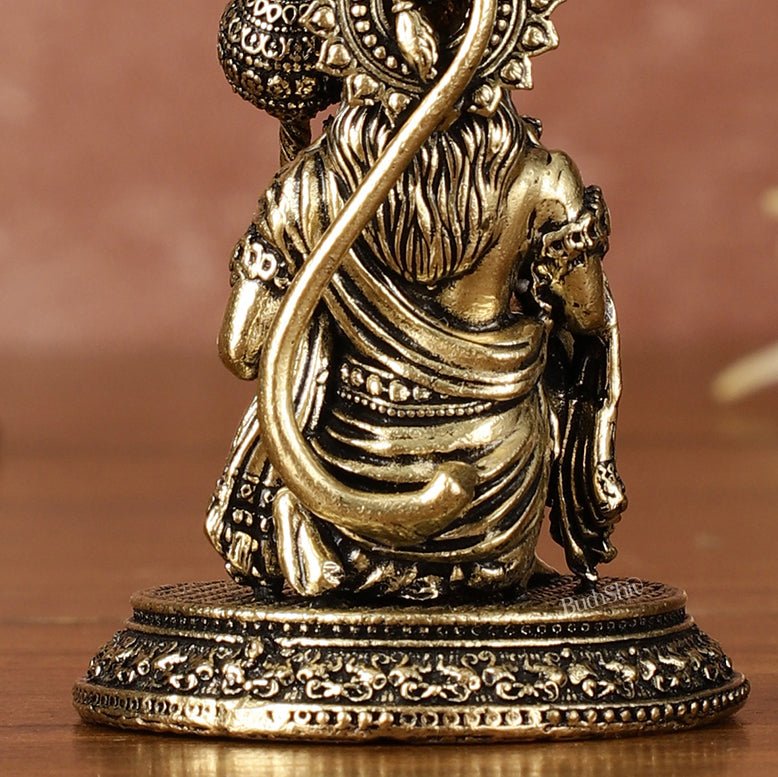 Pure Brass Miniature Lord Hanuman Idol - 2.5 Inch