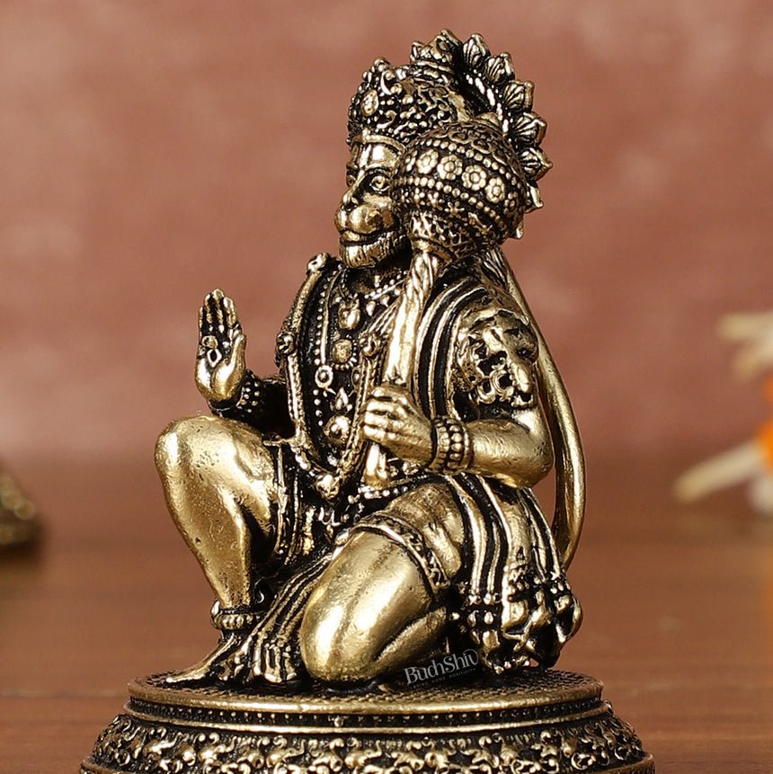 Pure Brass Miniature Lord Hanuman Idol - 2.5 Inch