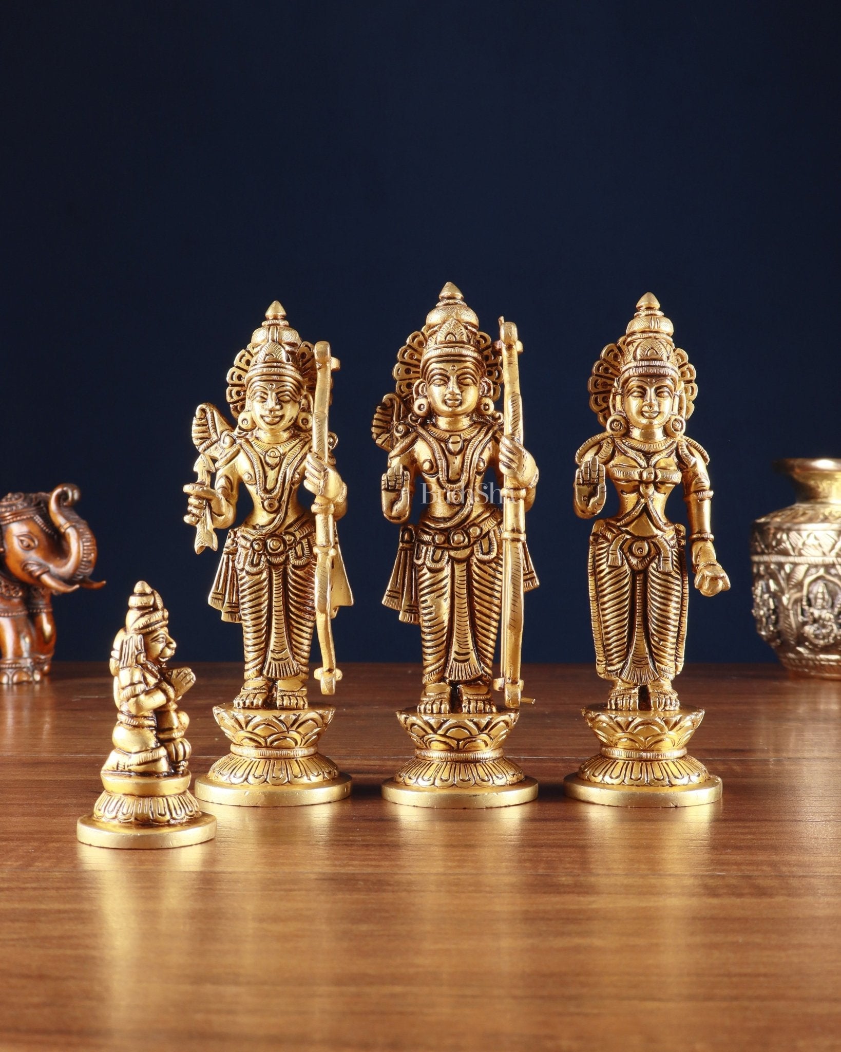 Pure Brass Ram Darbar Idols with Superfine Carvings – 7"