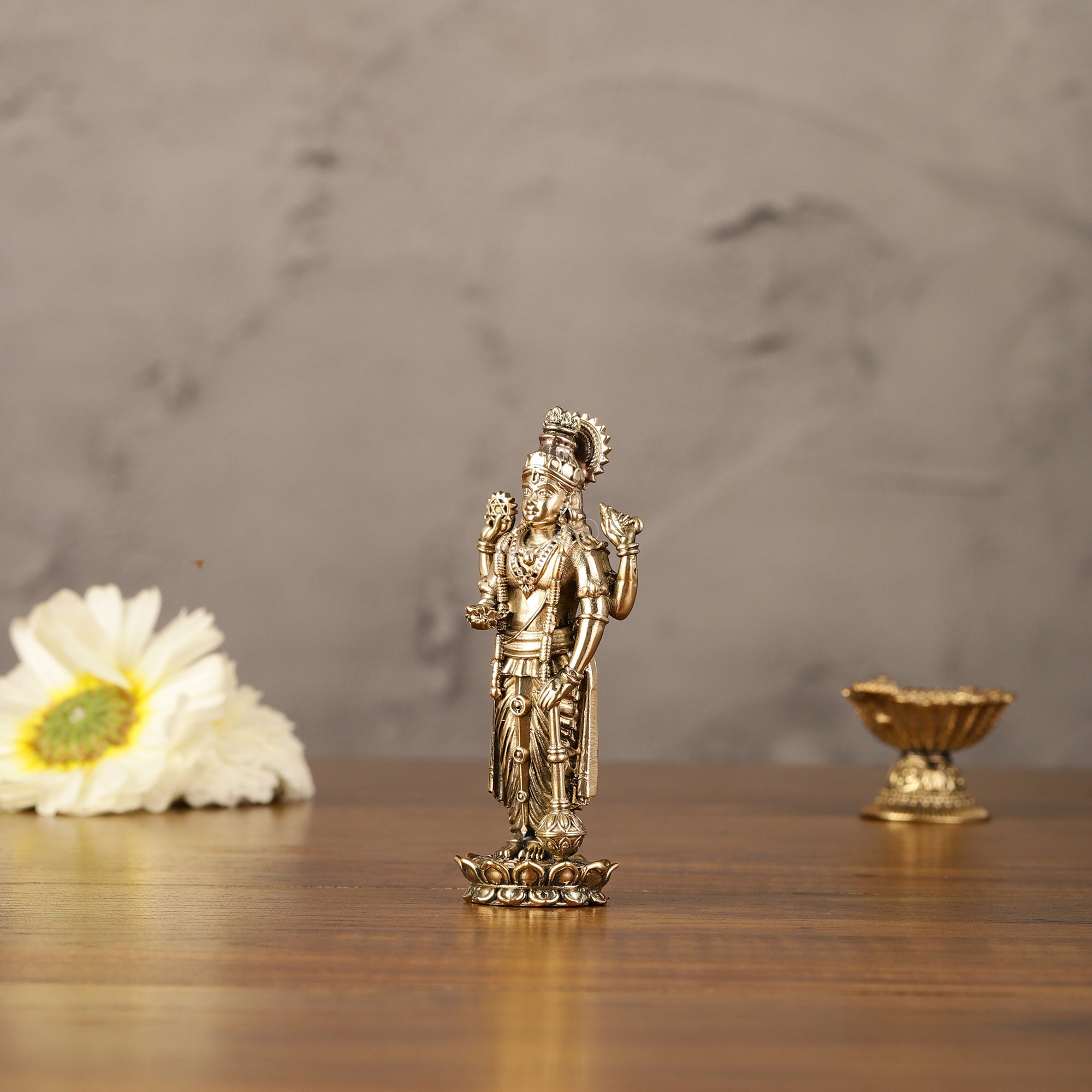 Pure brass small lord Vishnu idol 4"