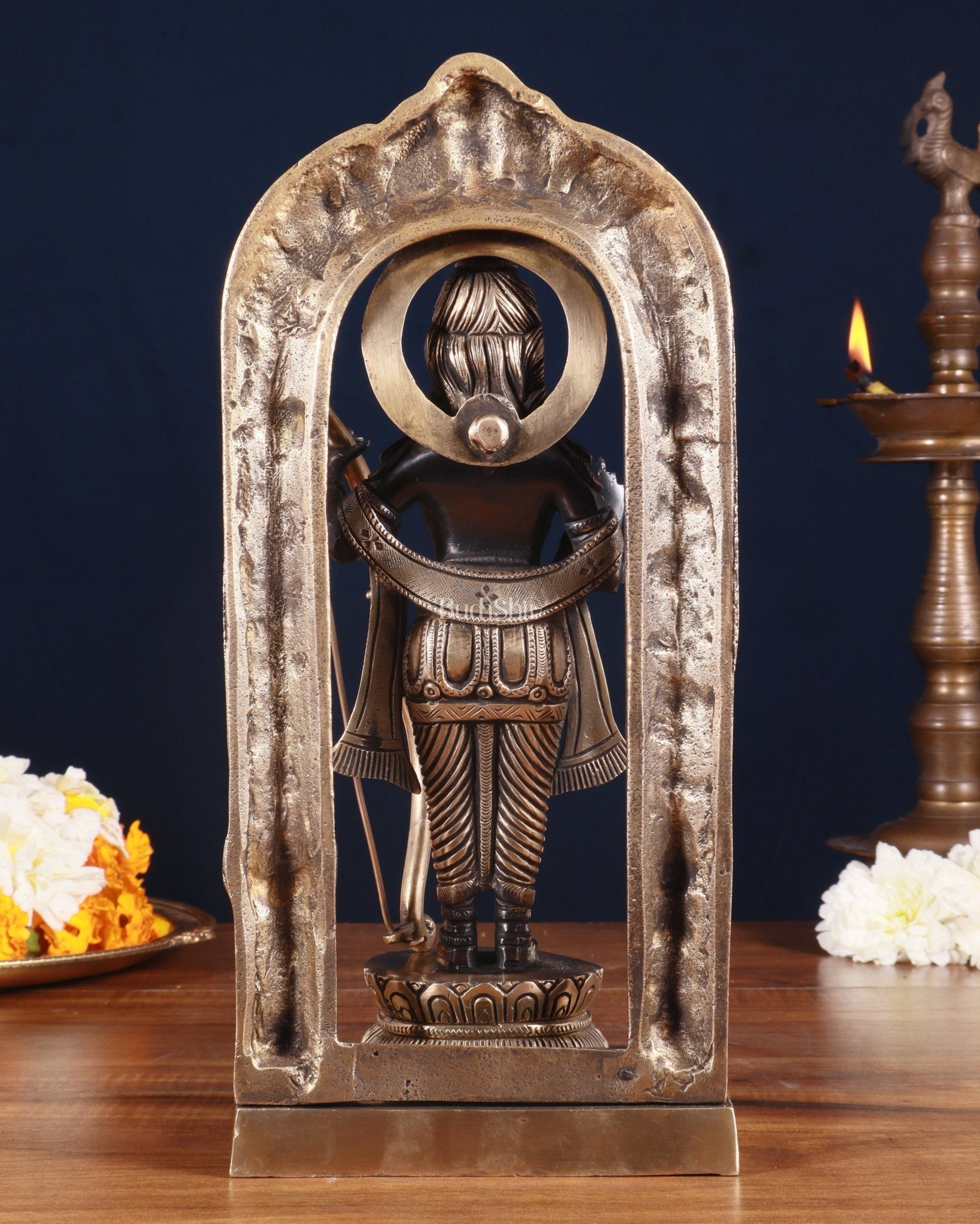 Pure Brass Superfine Ayodhya Ram Lalla Idol - 12" black and gold