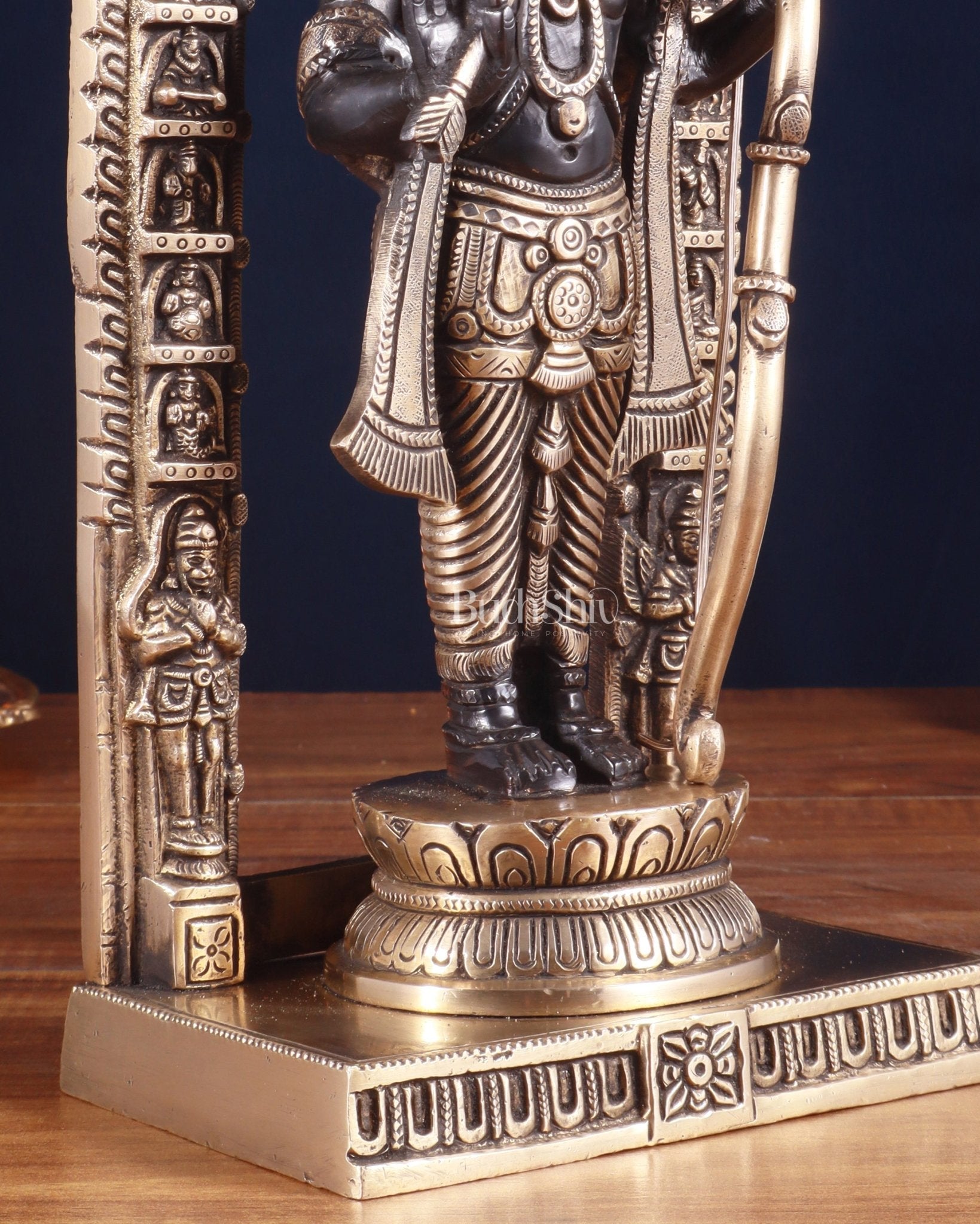 Pure Brass Superfine Ayodhya Ram Lalla Idol - 12" black and gold