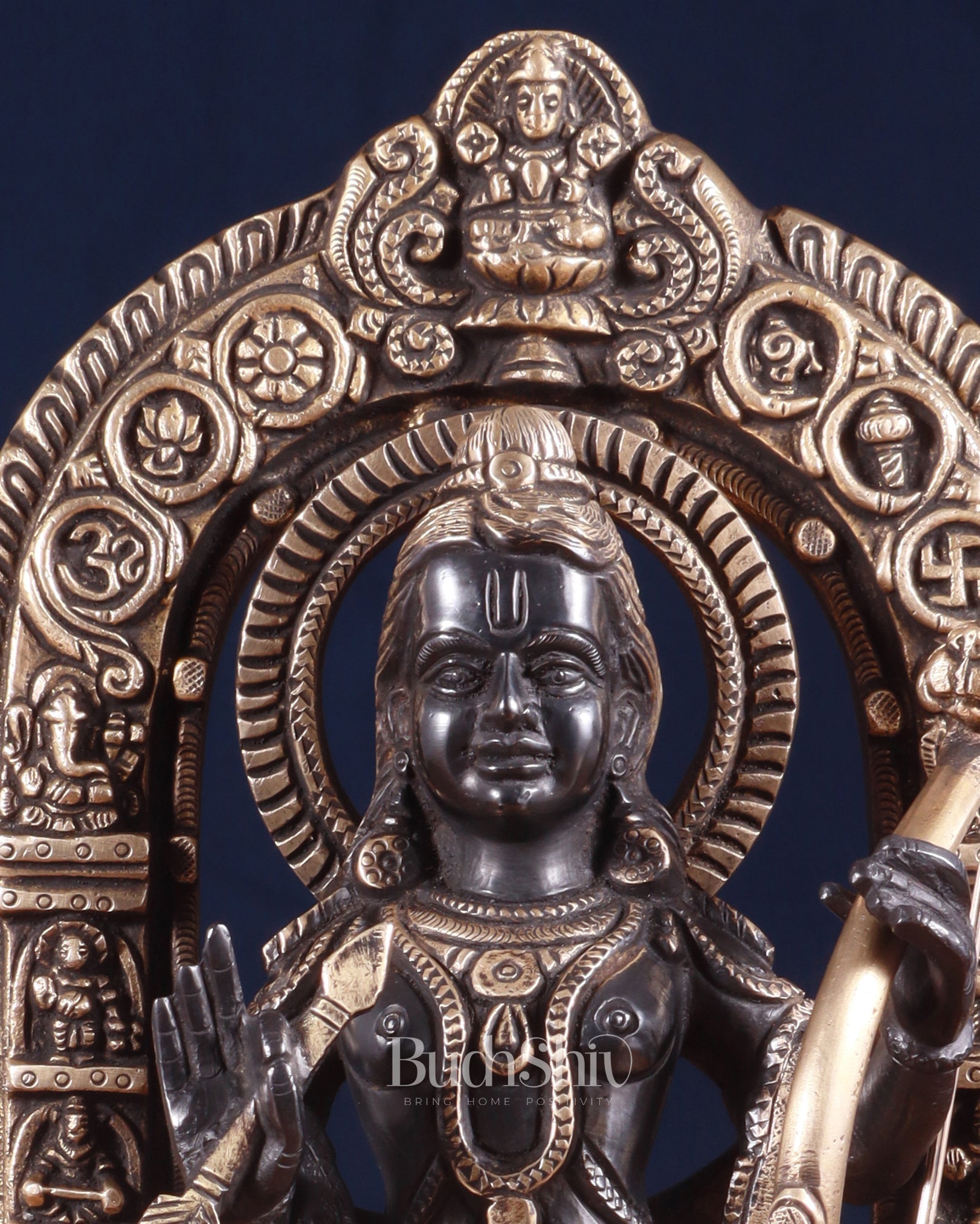 Pure Brass Superfine Ayodhya Ram Lalla Idol - 12" black and gold