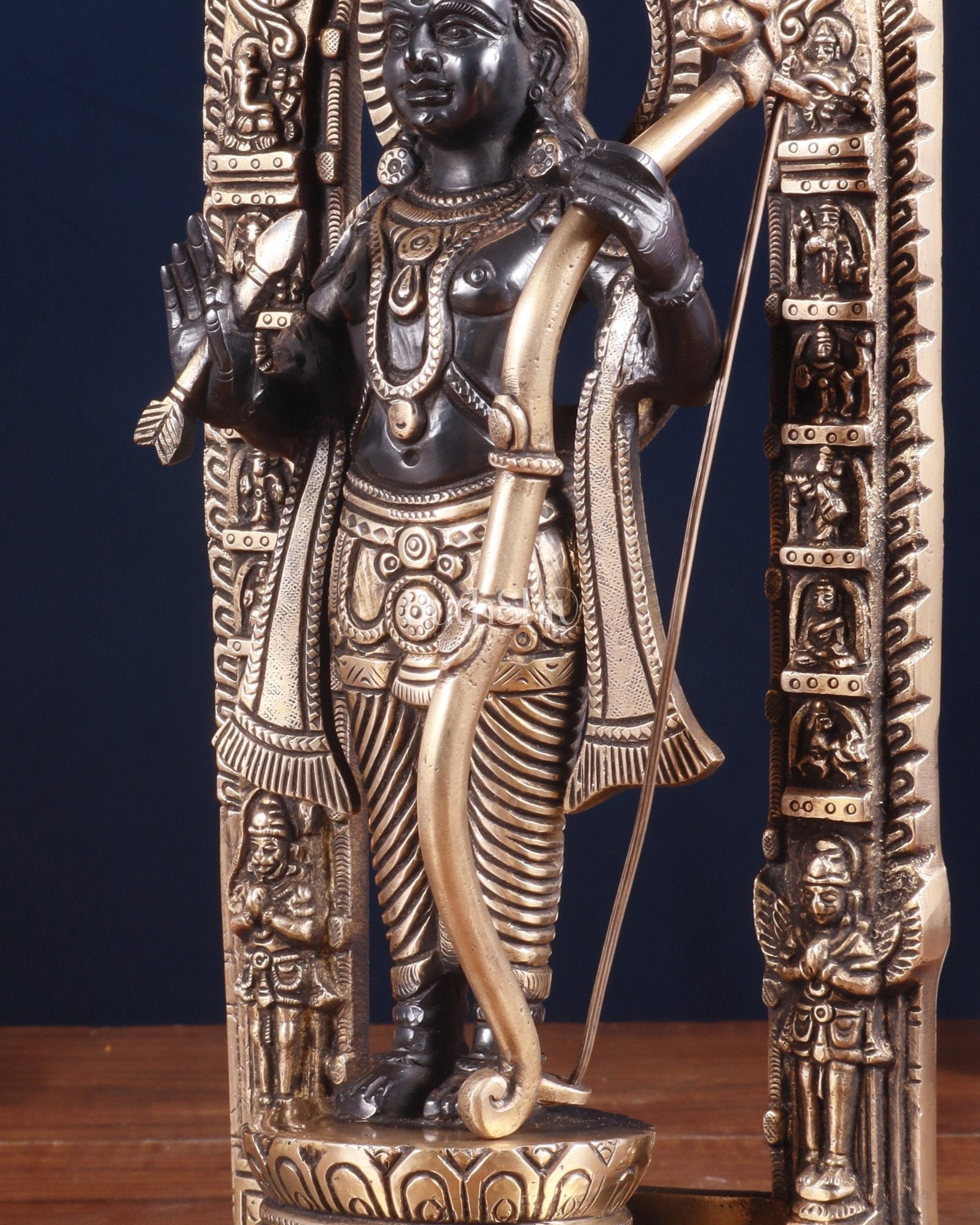 Pure Brass Superfine Ayodhya Ram Lalla Idol - 12" black and gold