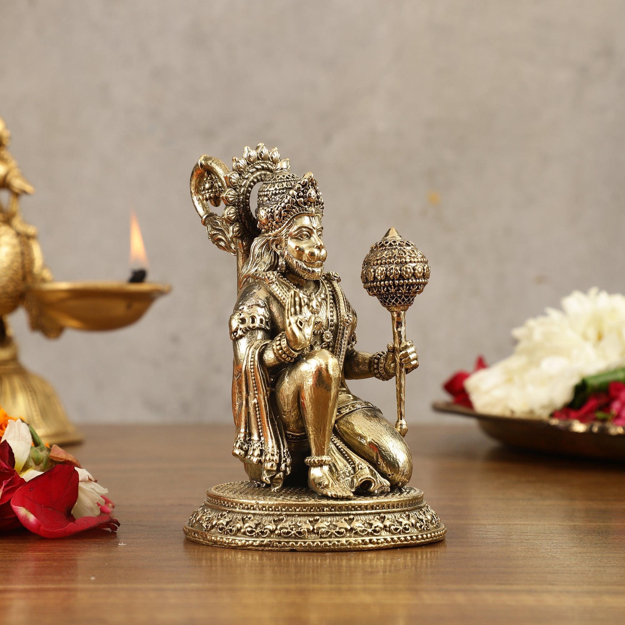 Pure Brass Superfine Lord Hanuman Idol - 4.5 inch