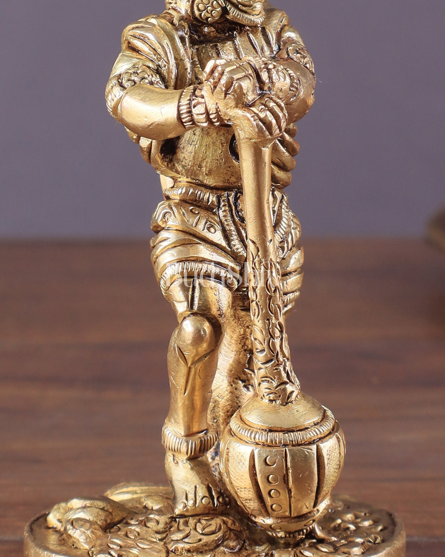 Brass Pure Brass Superfine Standing Powerful Bahubali Hanuman Hanuman Idol 4"