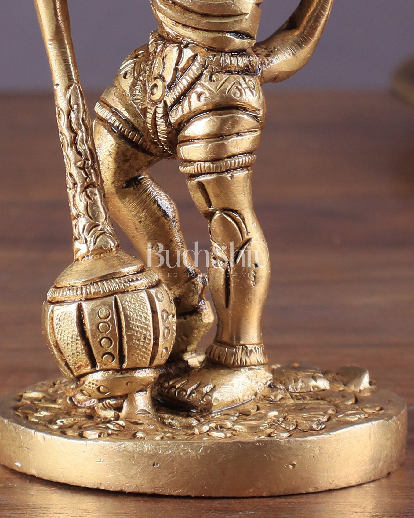 Brass Pure Brass Superfine Standing Powerful Bahubali Hanuman Hanuman Idol 4"