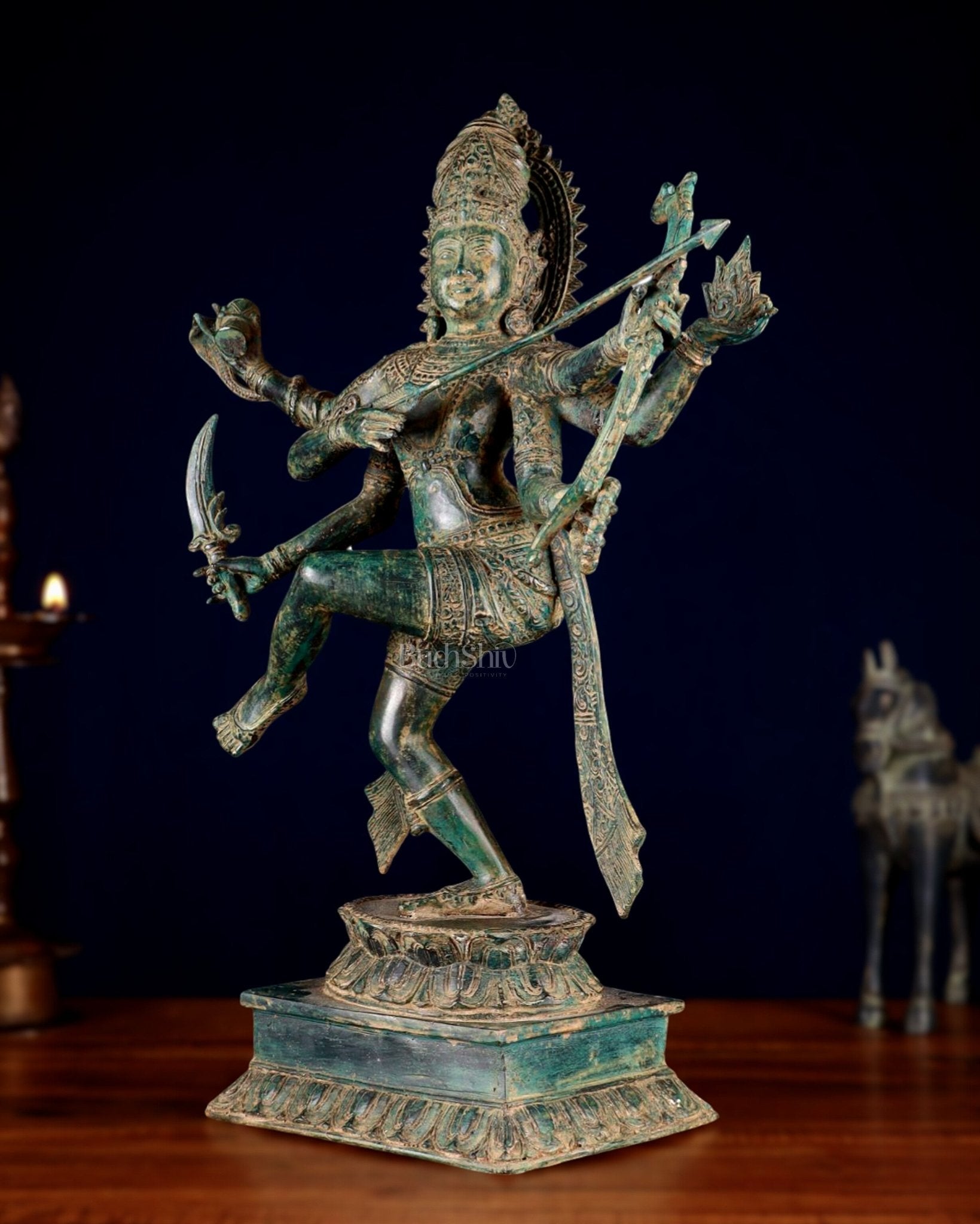 Pure Bronze Arjuna Warrior Sculpture – 19.5"