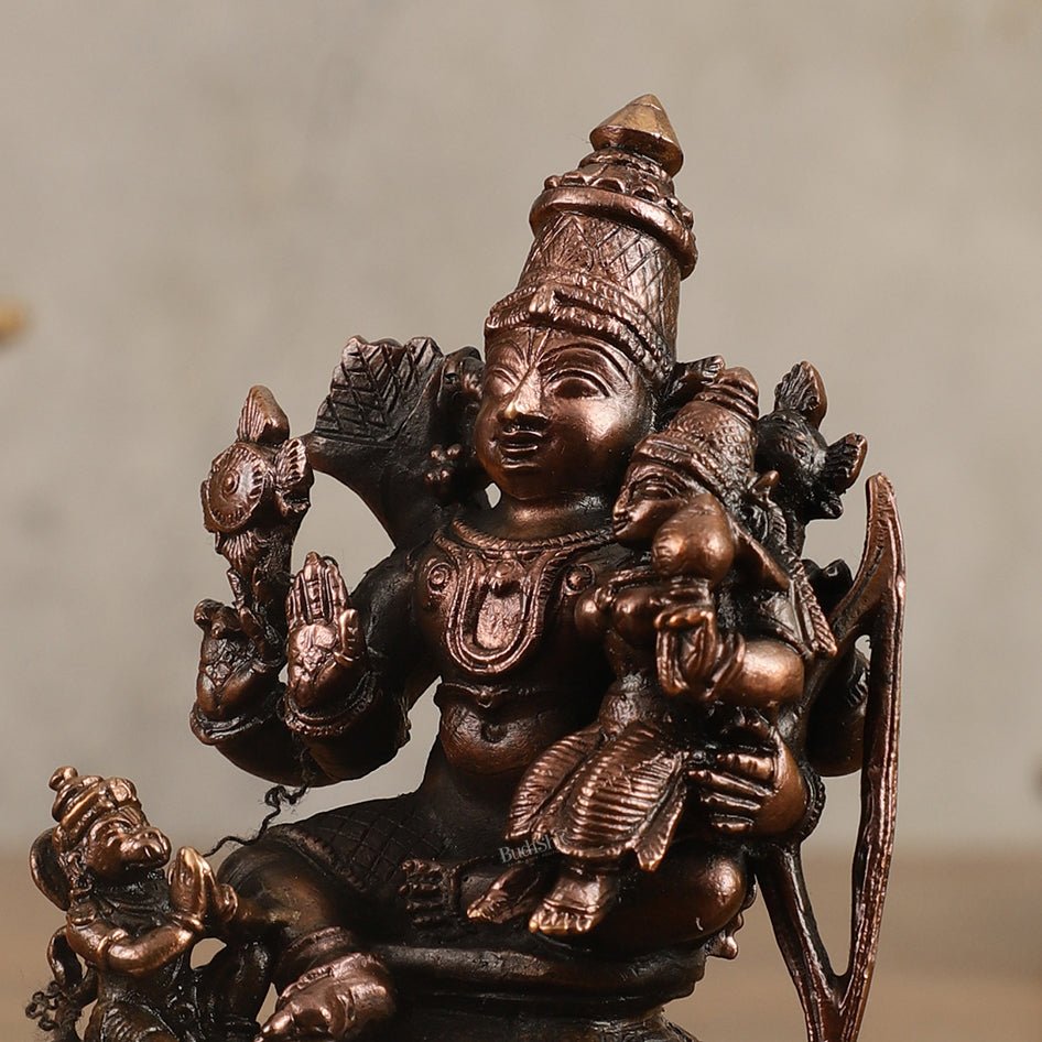 Pure Copper Ramar Sita Hanuman Idol - 3.5 in Height
