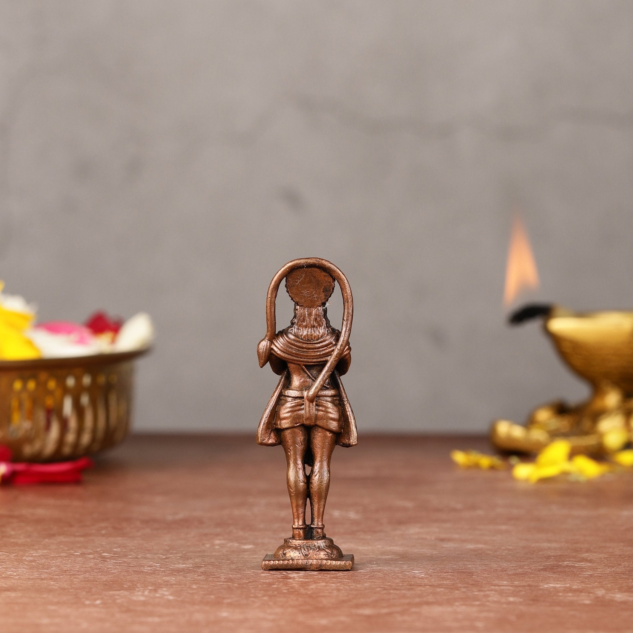 Brass Pure Copper Standing Hanuman Hanuman Idol - 2.5-inch