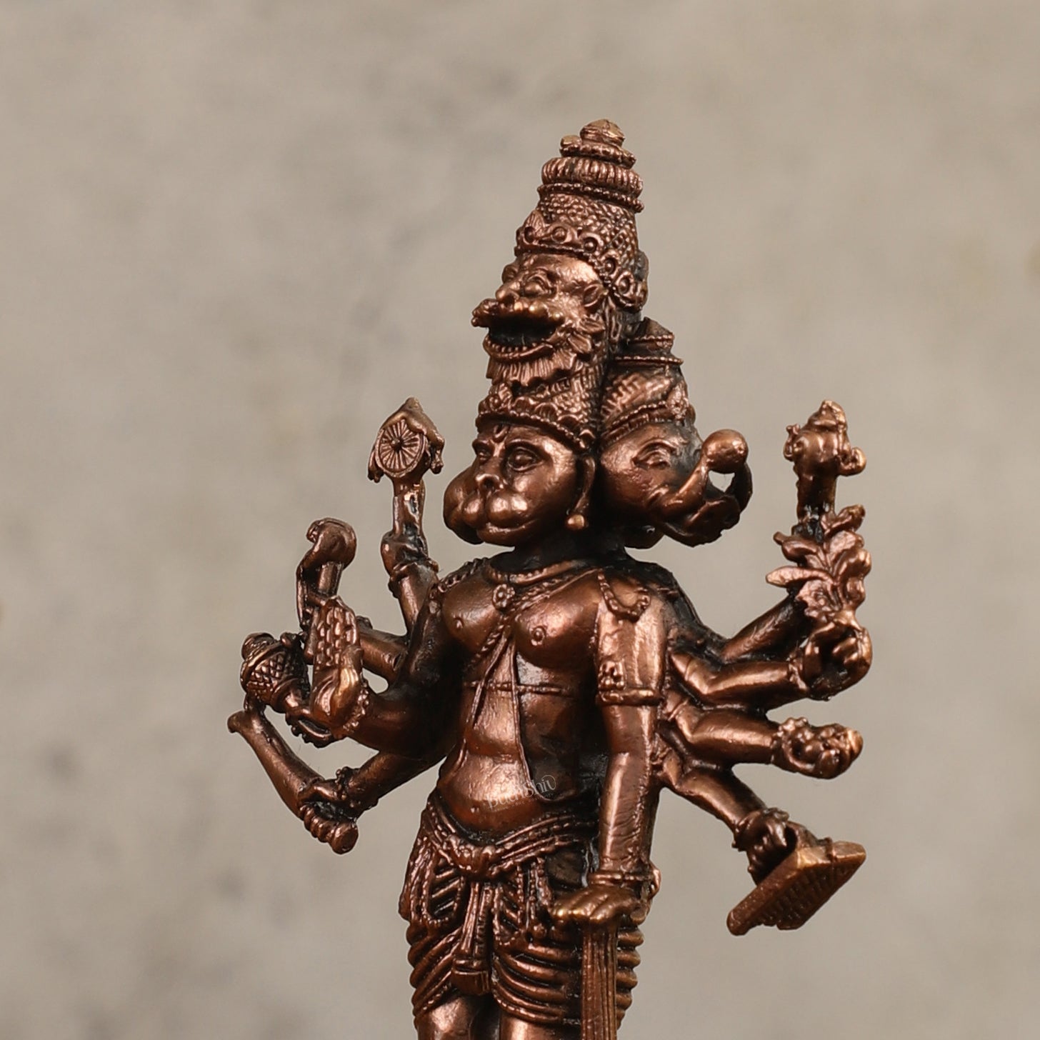 Brass Pure Copper Standing Panchmukhi Hanuman Ji Hanuman Idol - 4.5 in Height
