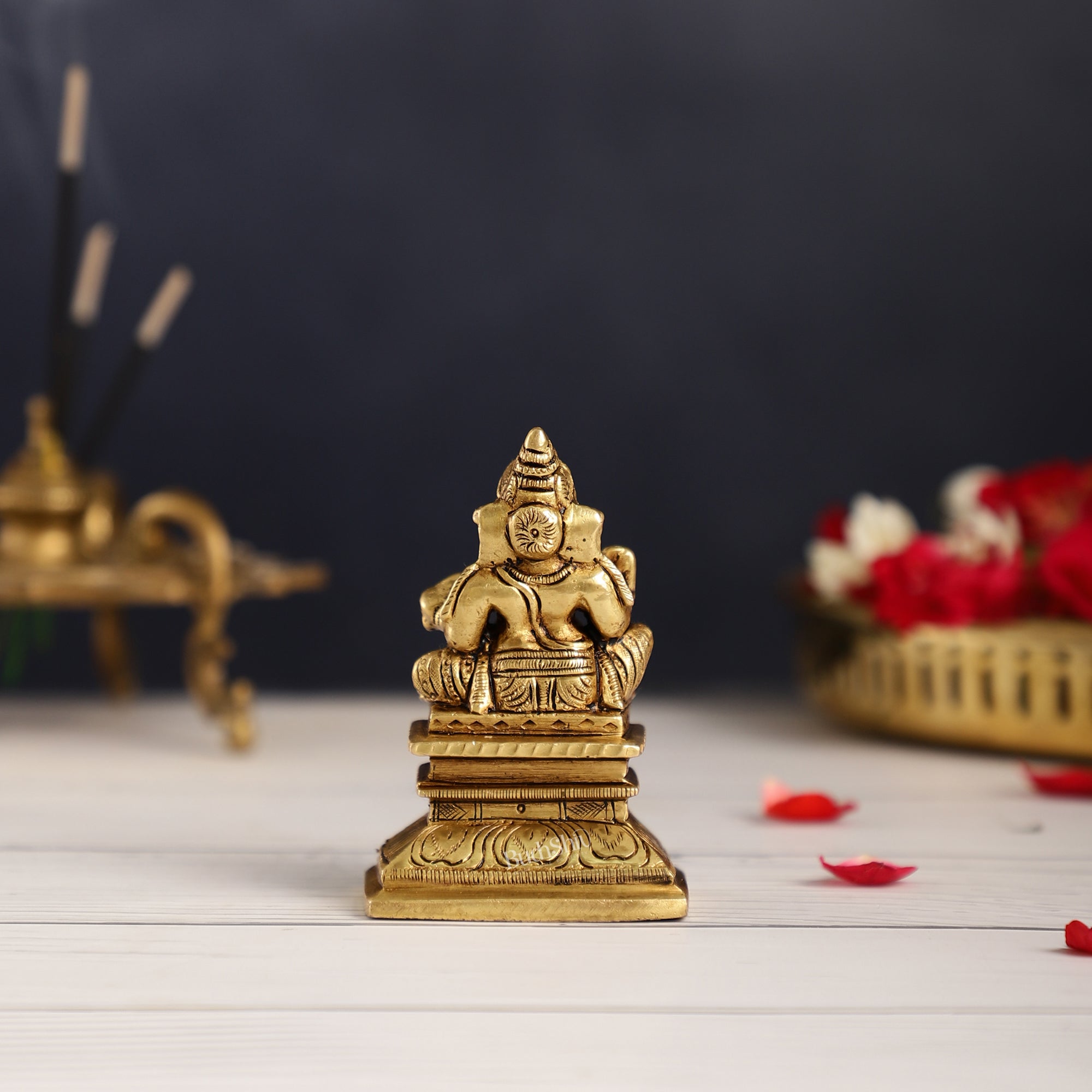 Superfine Brass Chola Ganesh Idol | Height 4 inch
