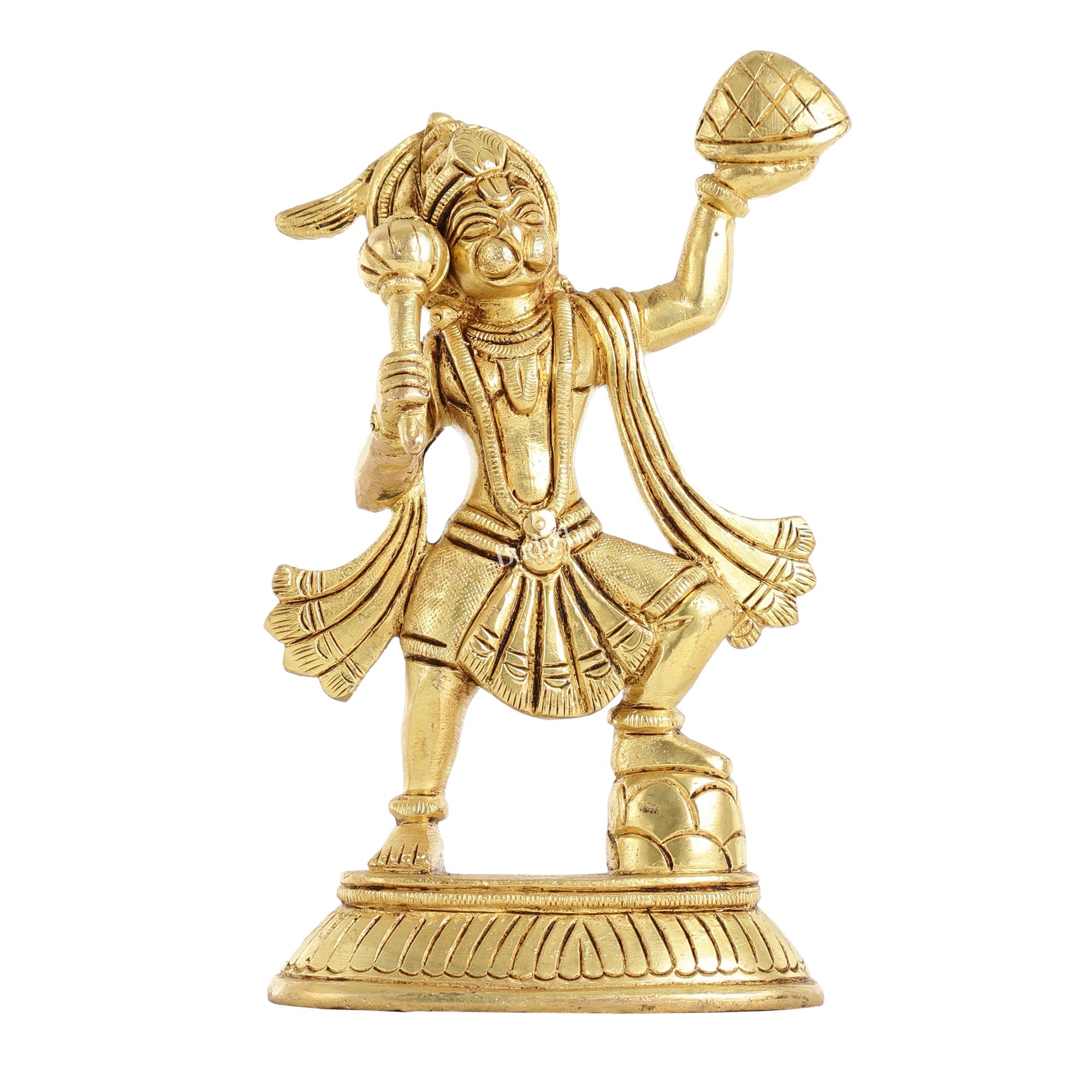 Brass Superfine Brass Hanuman Hanuman Idol | Carrying Sanjeevani Mountain | 7.5"