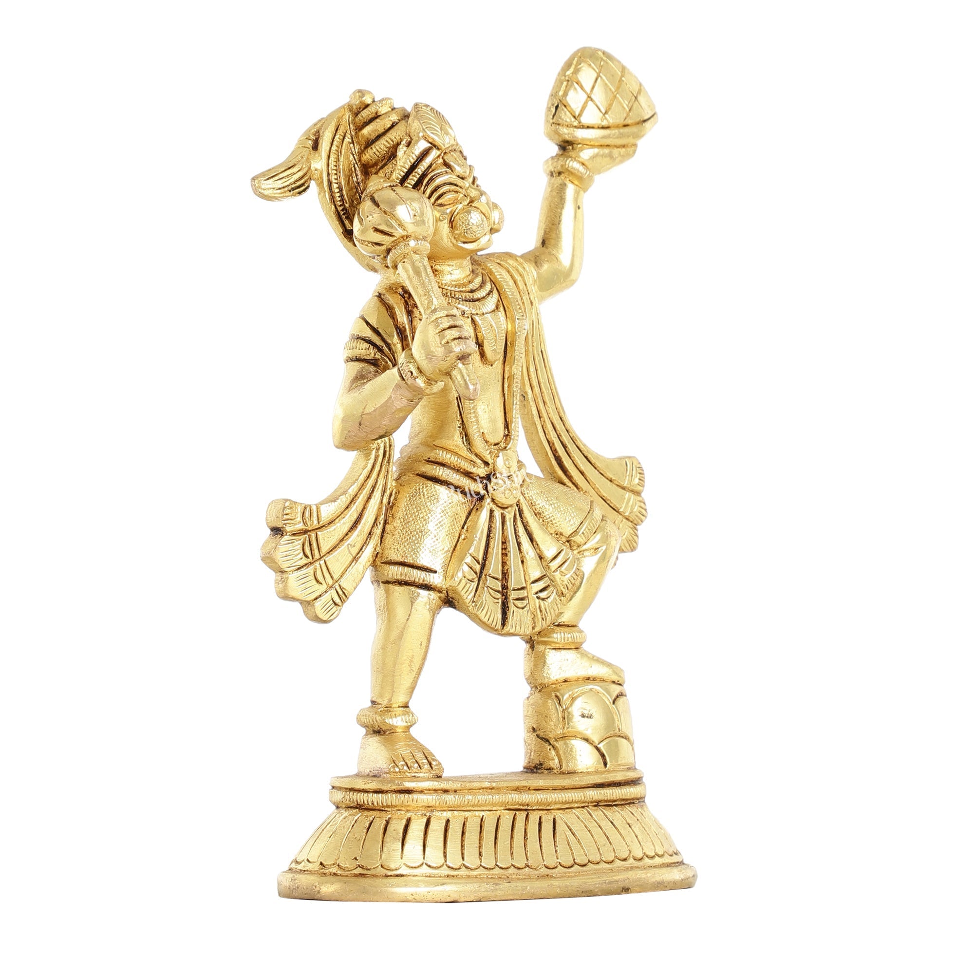 Brass Superfine Brass Hanuman Hanuman Idol | Carrying Sanjeevani Mountain | 7.5"