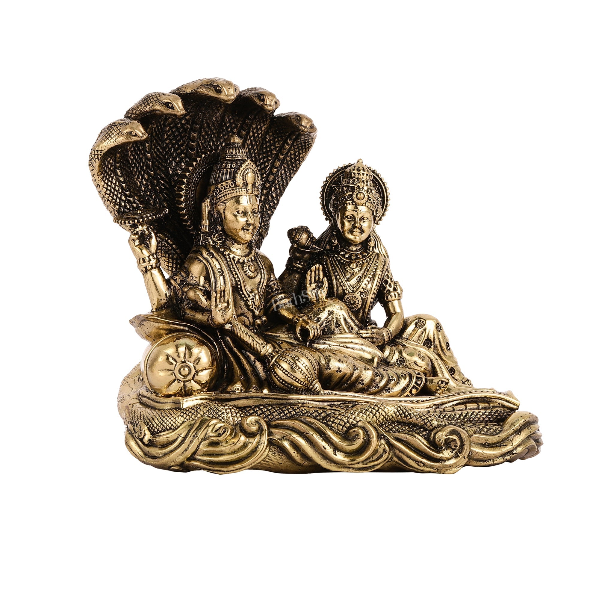 Superfine Brass Lakshmi Narayana Vishnu Idol - 4"