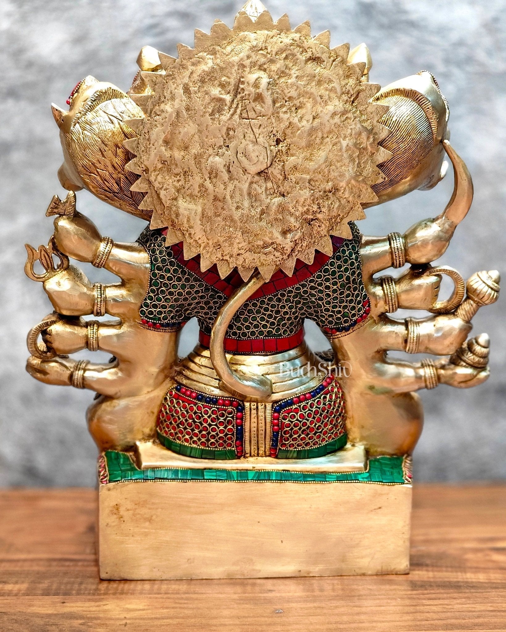 Brass Superfine Handcrafted Brass Panchmukhi Hanuman Hanuman Idol 17 inch with stonework