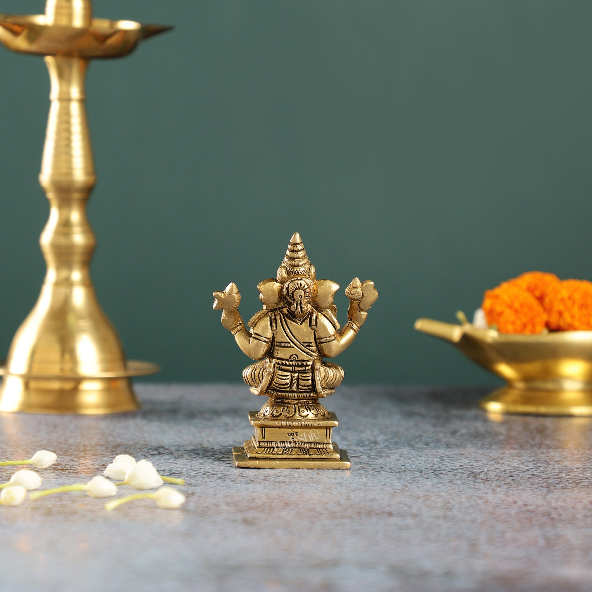 Superfine Small Brass Ganesha Idol | 4 inch